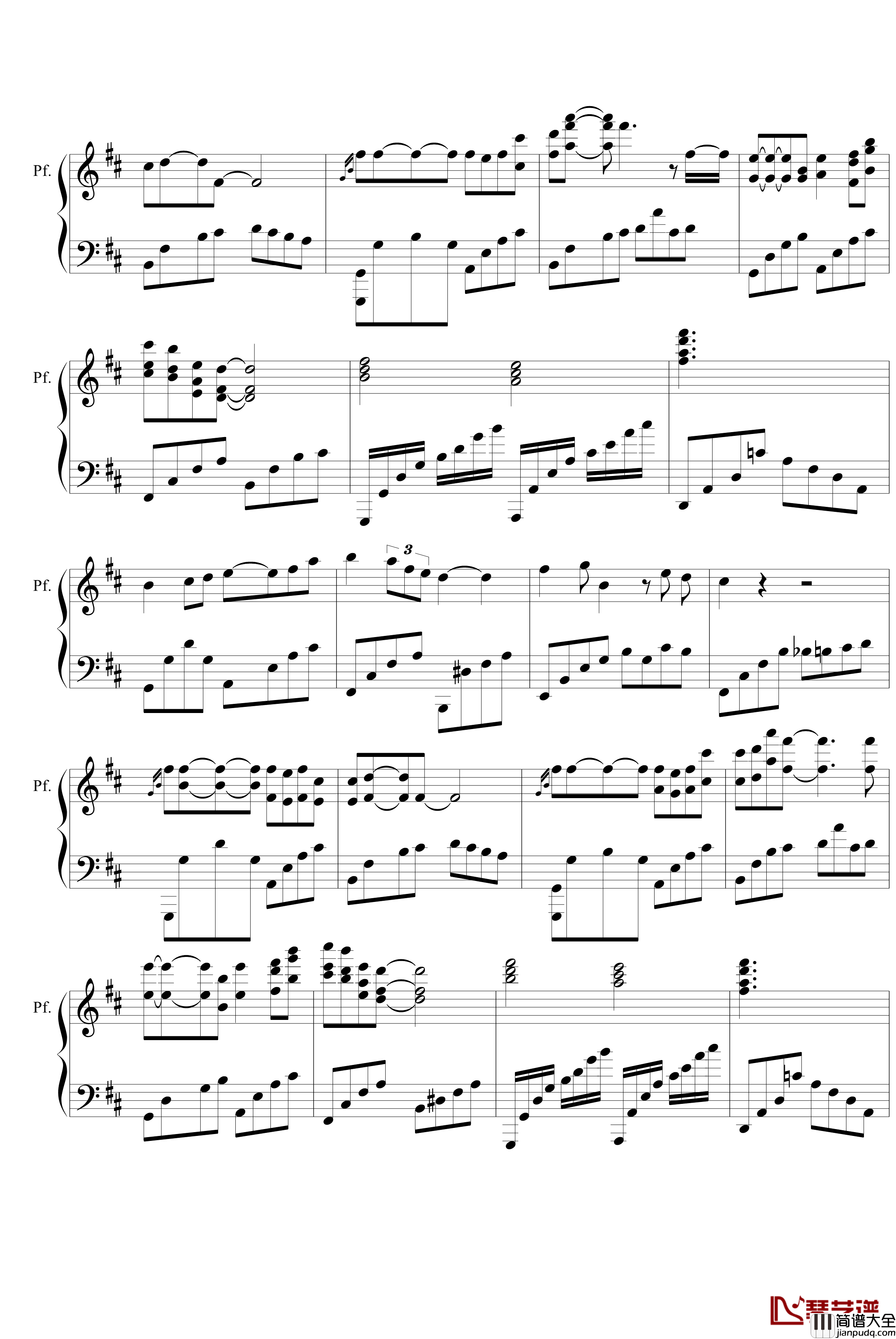 殇情留白钢琴谱_无限