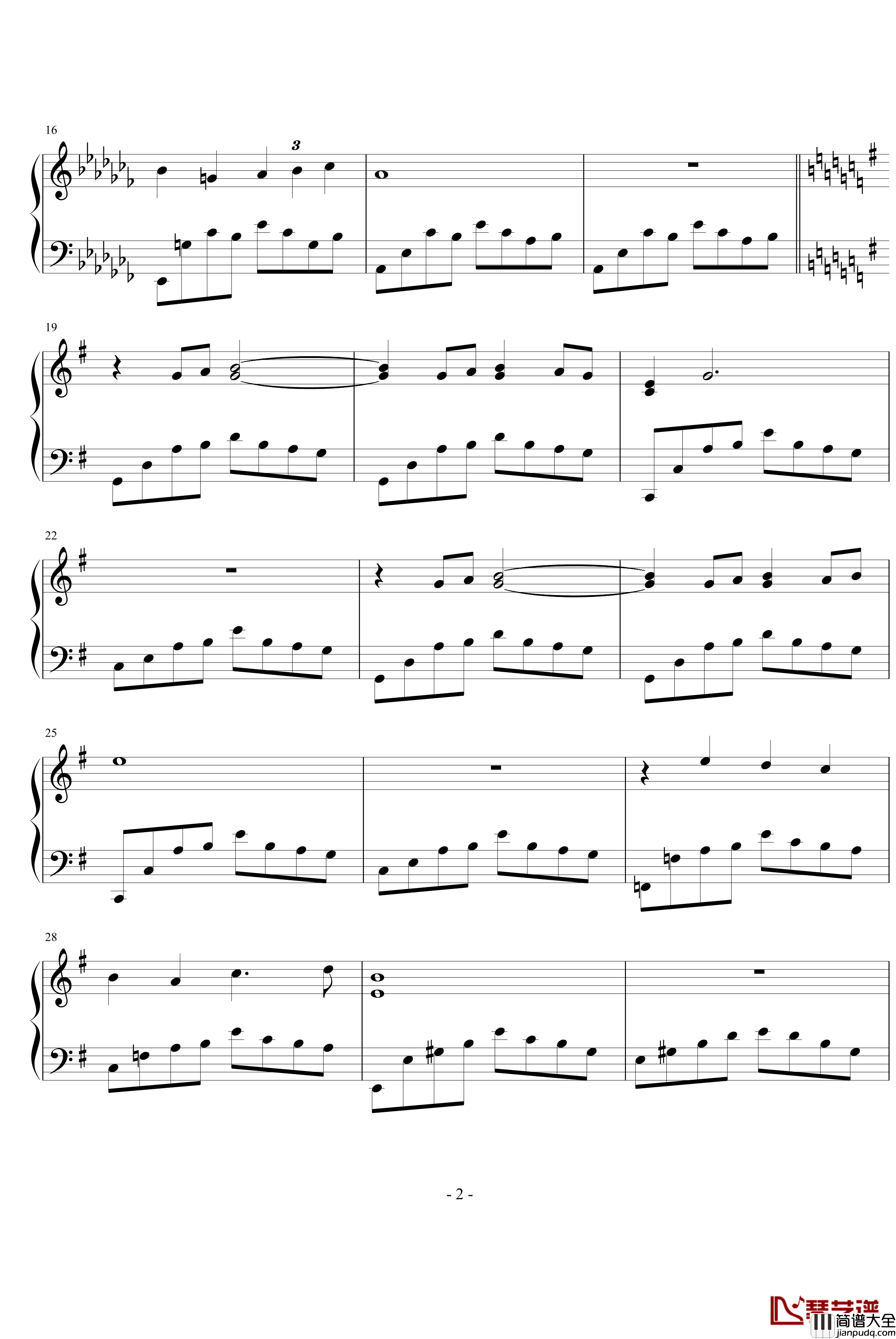 宁静之夜钢琴谱_希明