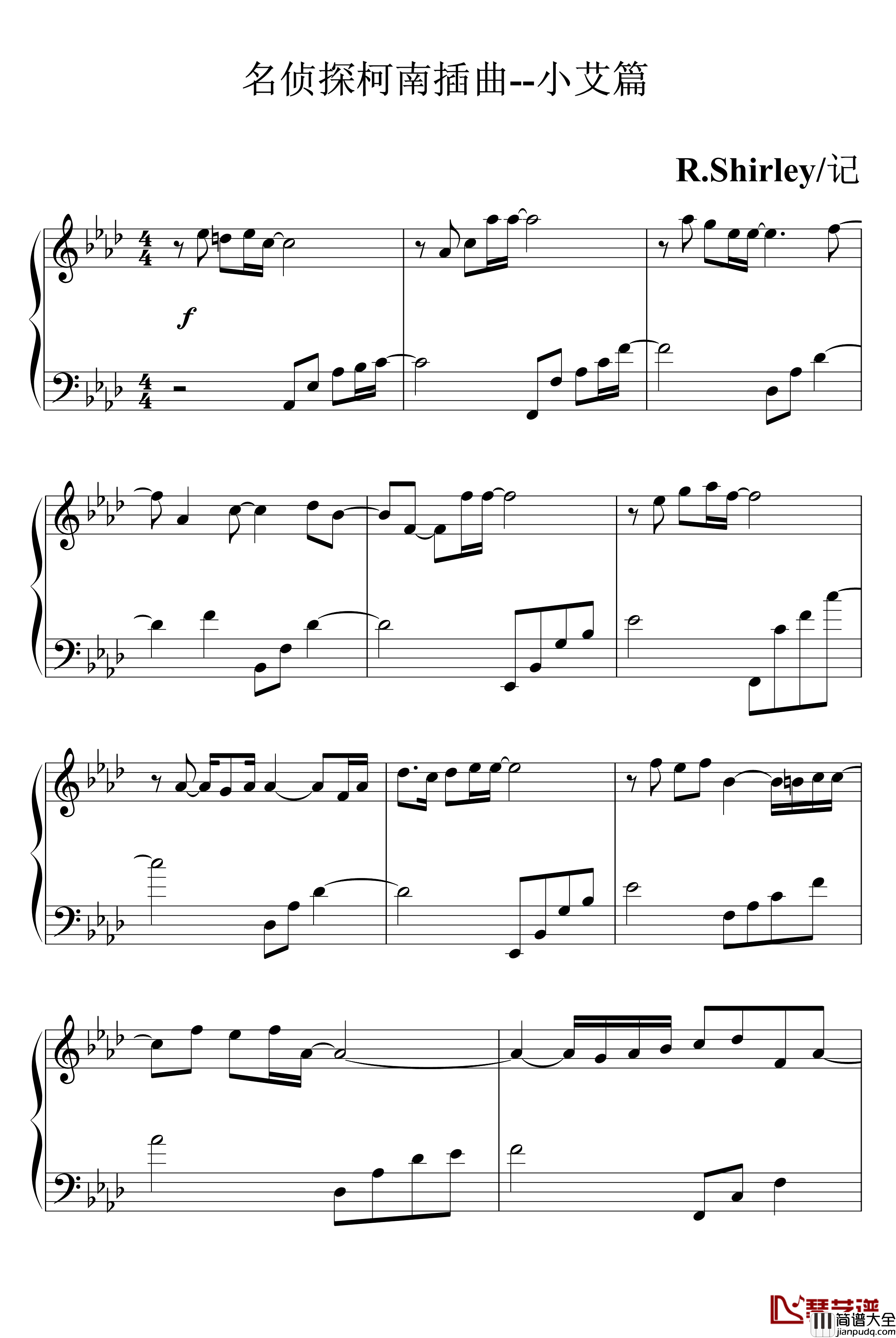 名侦探柯南插曲钢琴谱_步美的ost_名侦探柯南