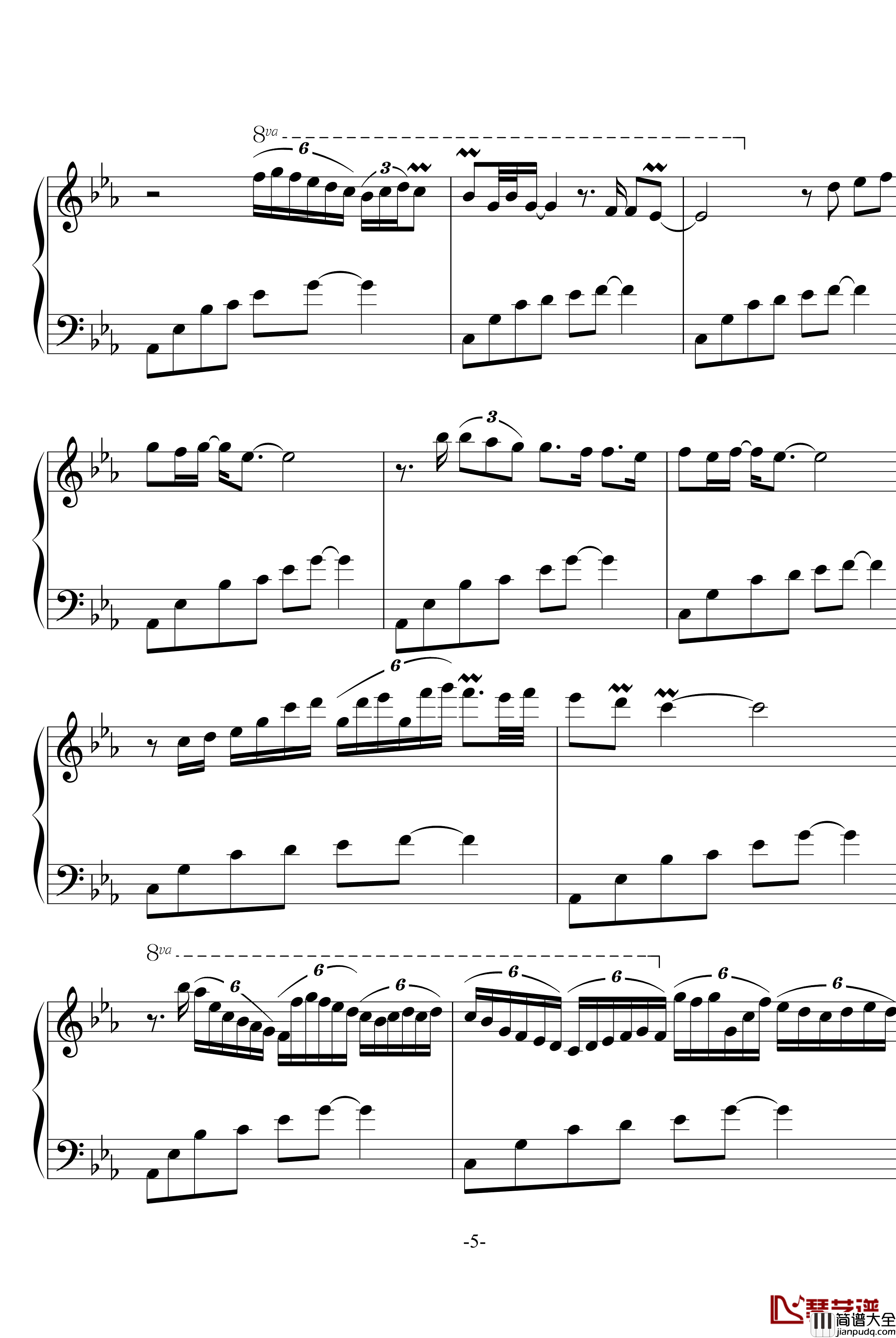 幽灵公主笛子与钢琴钢琴谱_OST_久石让