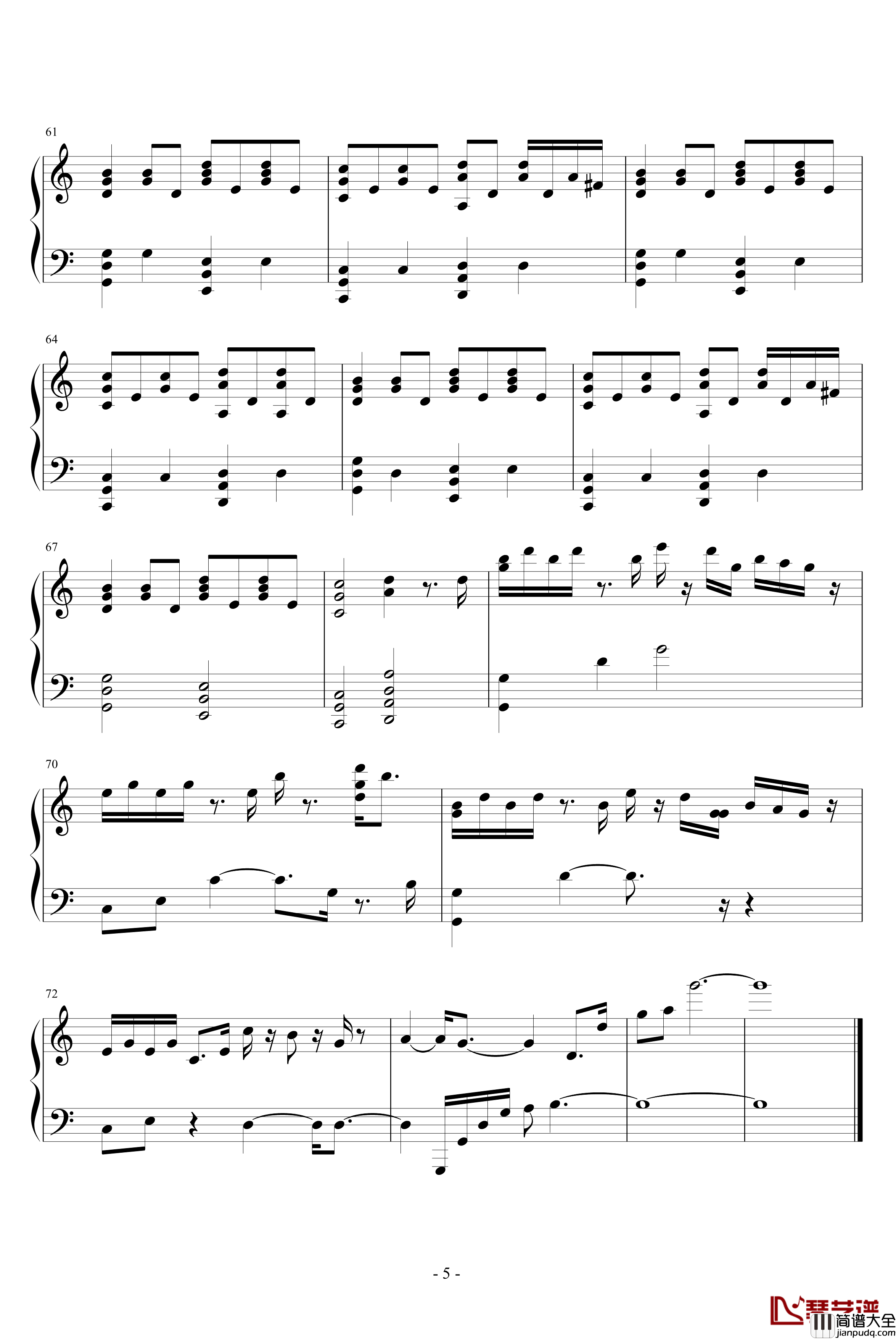 只有你钢琴谱_影视