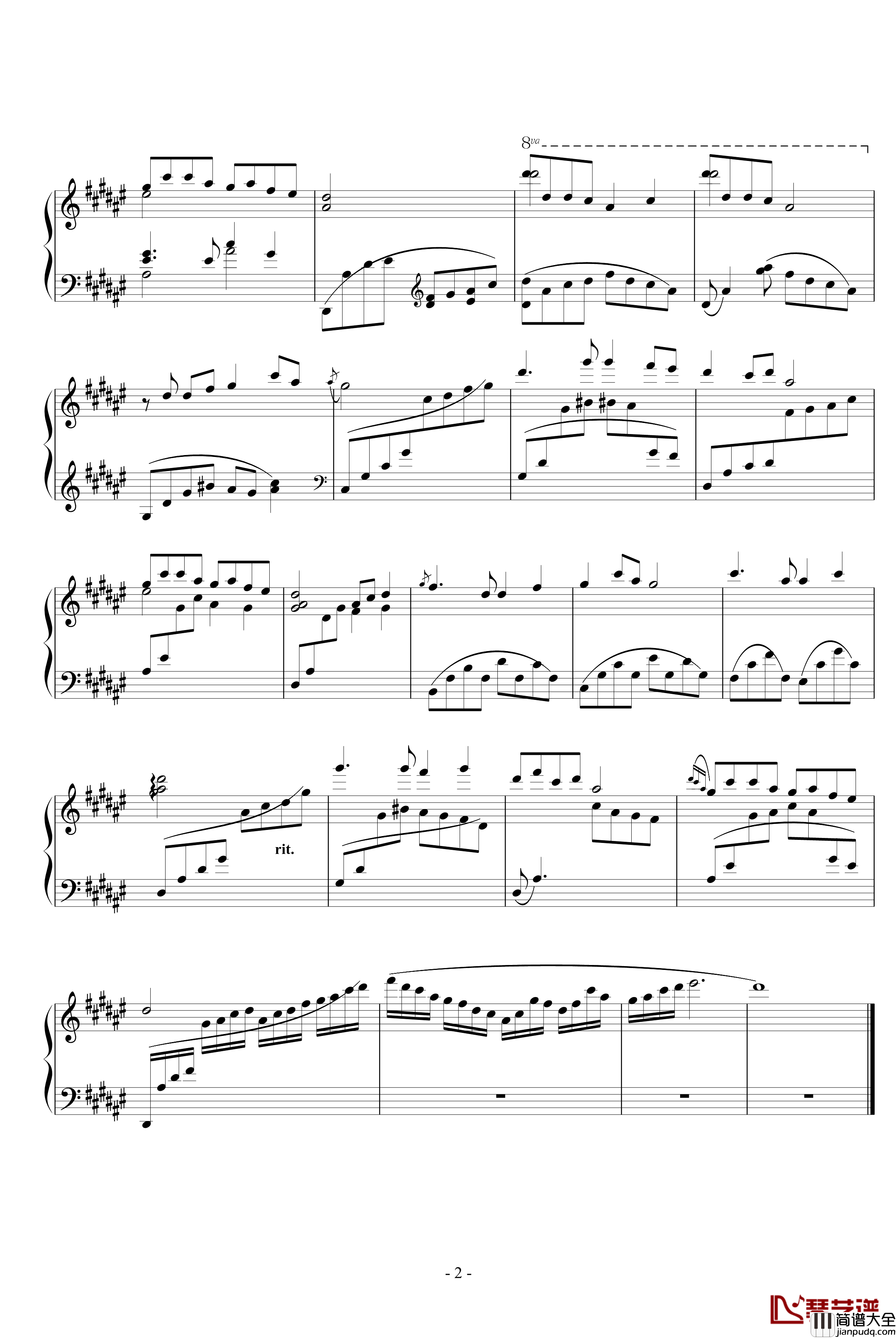 虞美人钢琴谱_钢琴独奏_费玉清