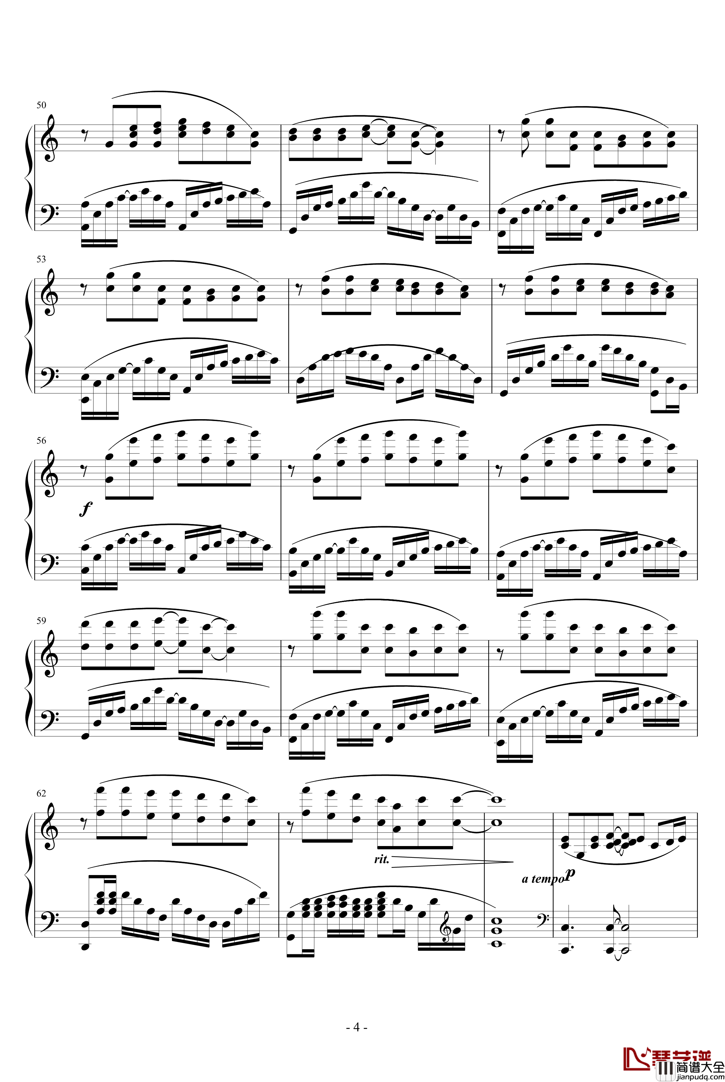 安静钢琴谱_感动版_周杰伦