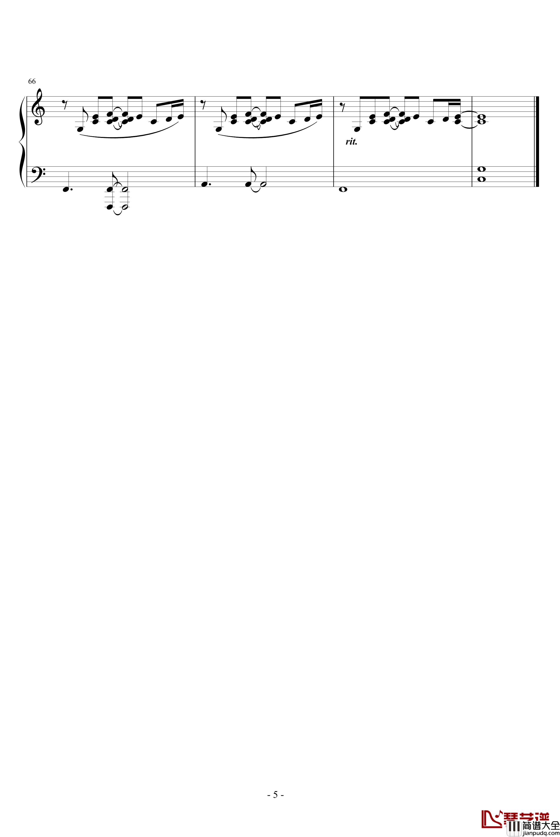 安静钢琴谱_感动版_周杰伦