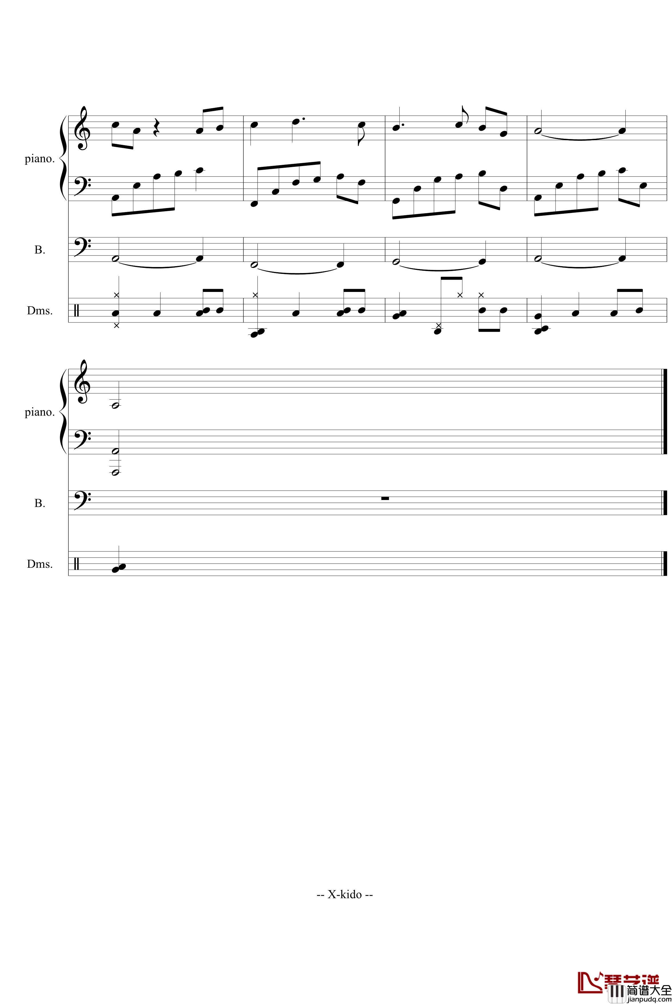 远去的记忆钢琴谱_小X