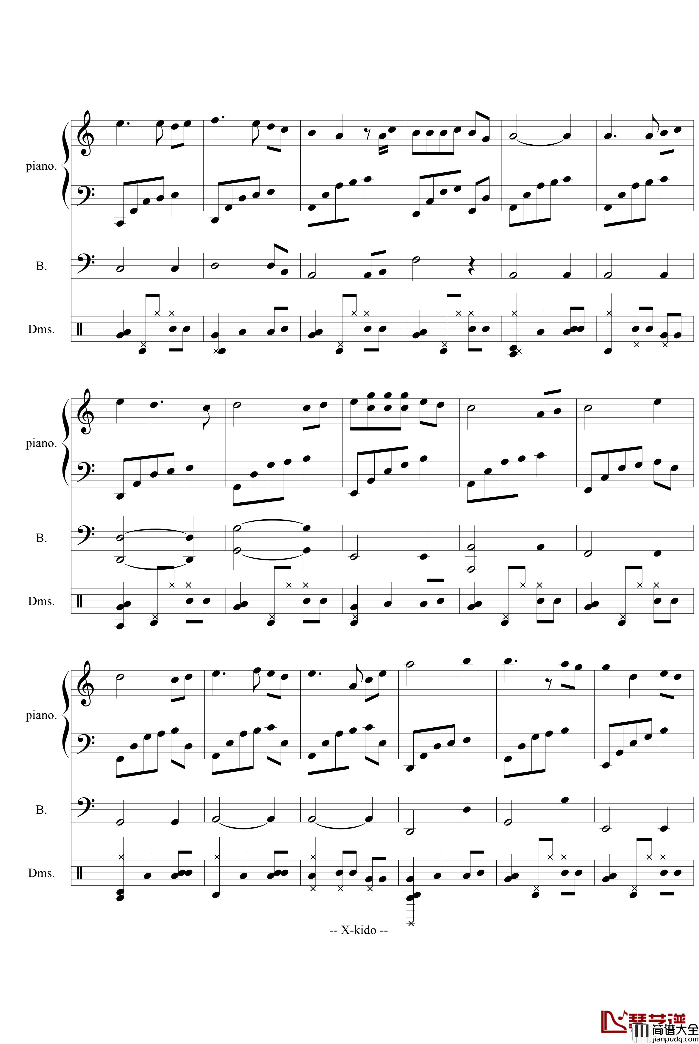 远去的记忆钢琴谱_小X