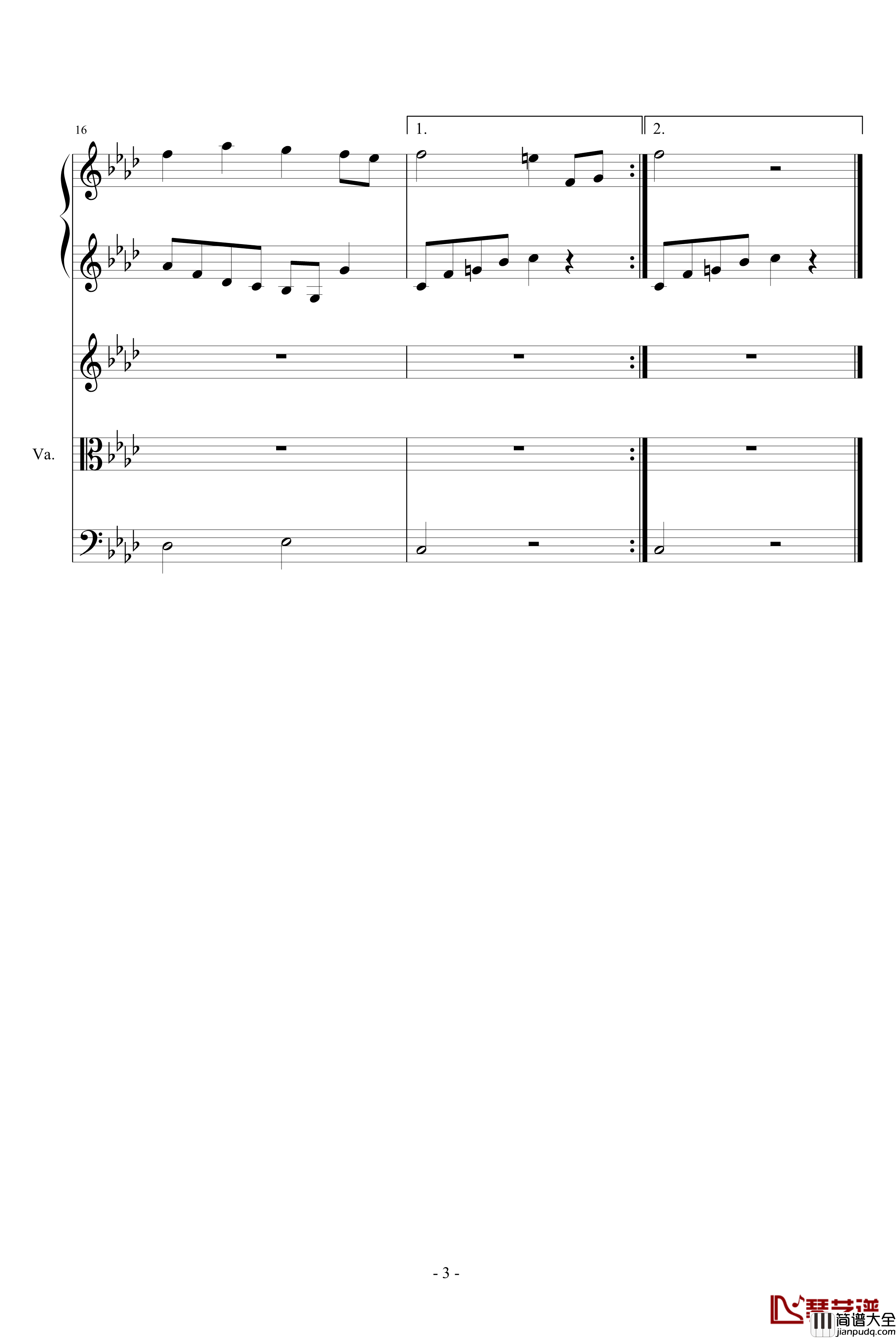 宁静的小镇钢琴谱_游戏