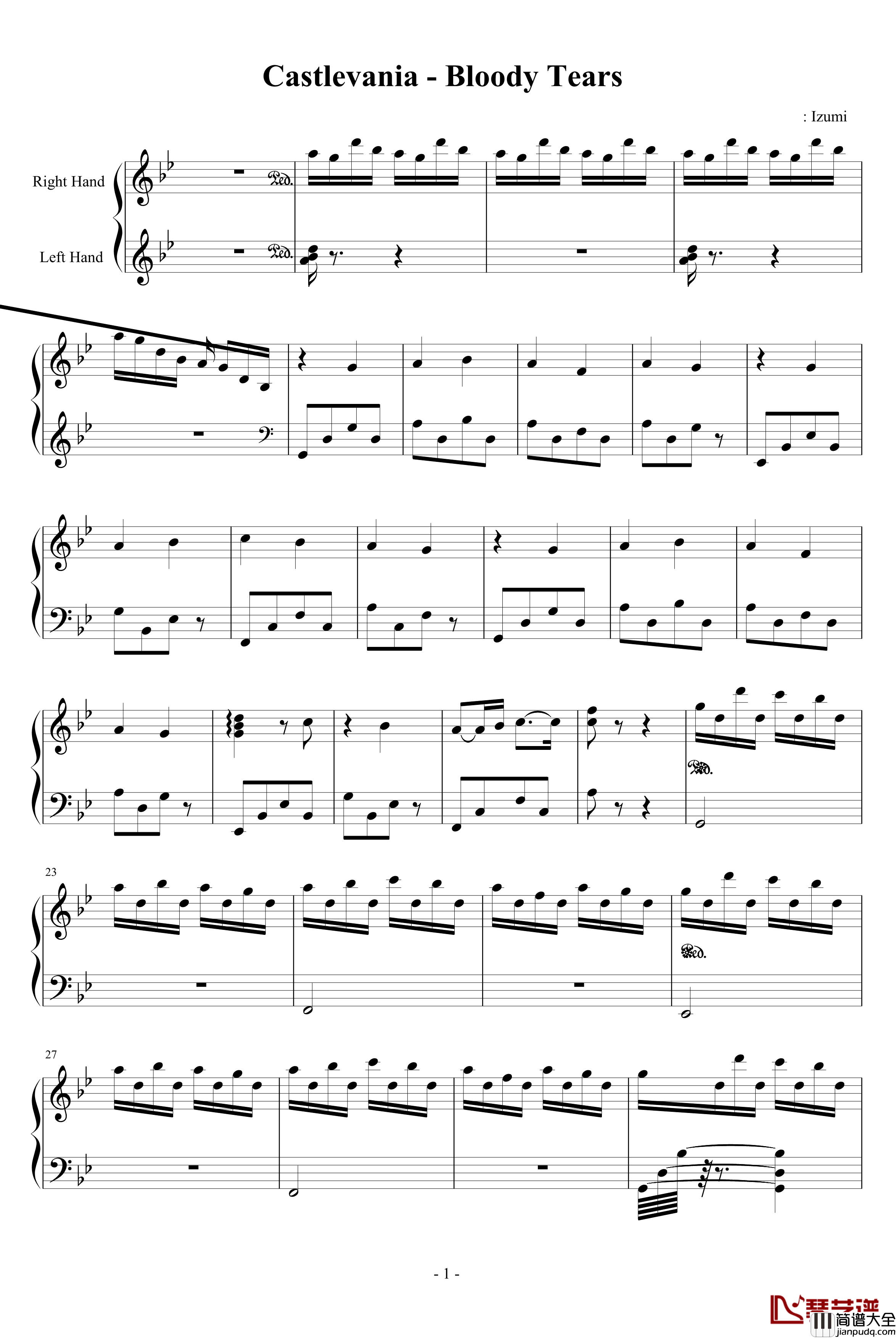 Bloody_Tears钢琴谱_游戏_Castlevania