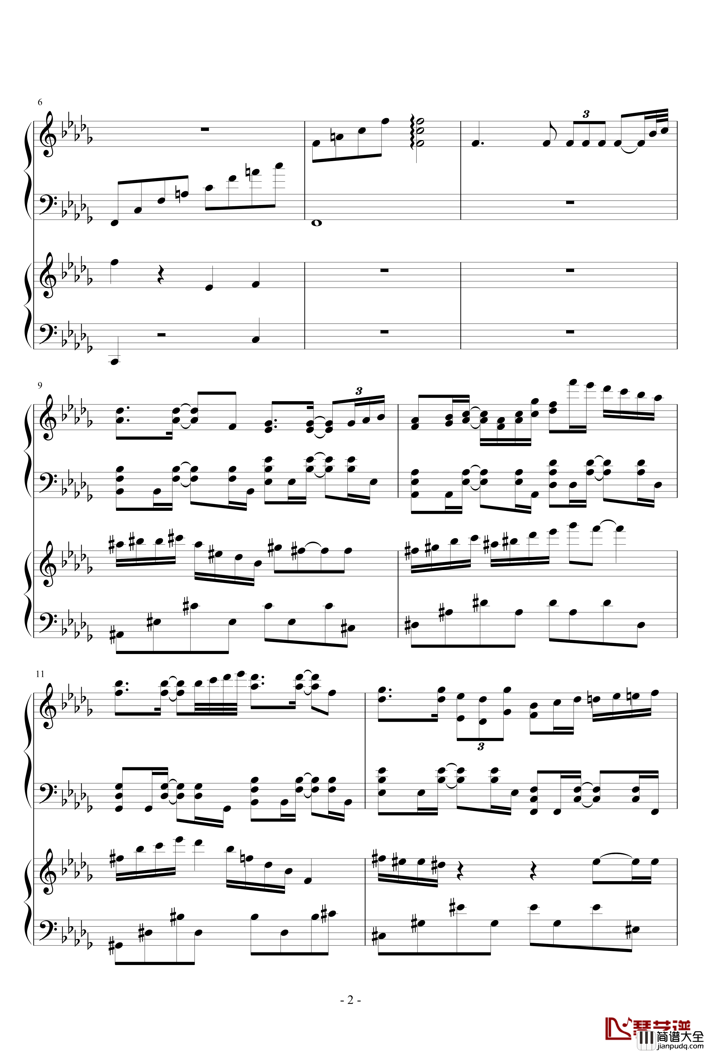 梦中的婚礼VS眼泪钢琴谱_吴越