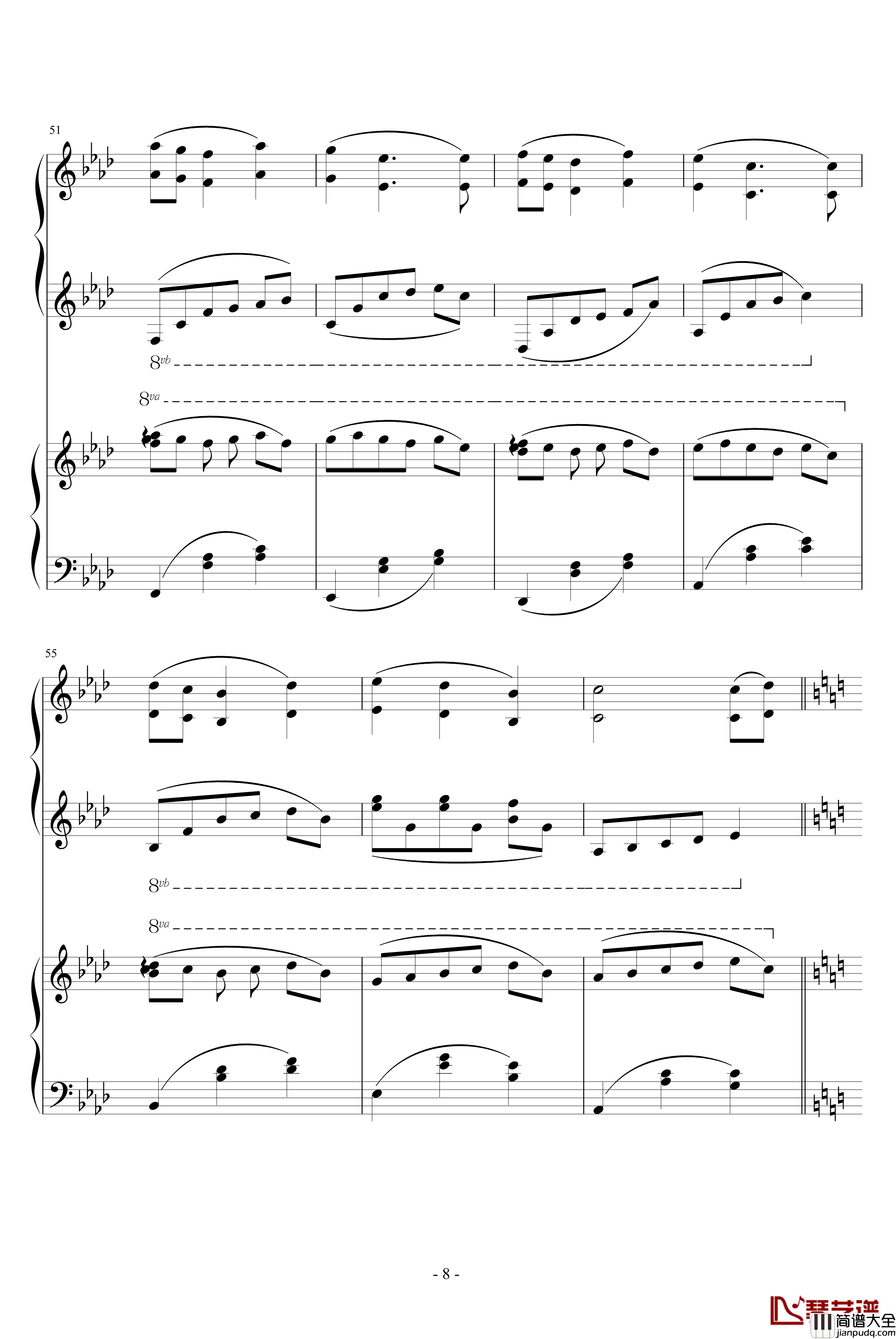 潘多拉之心插曲钢琴谱_双钢琴版_动漫影视