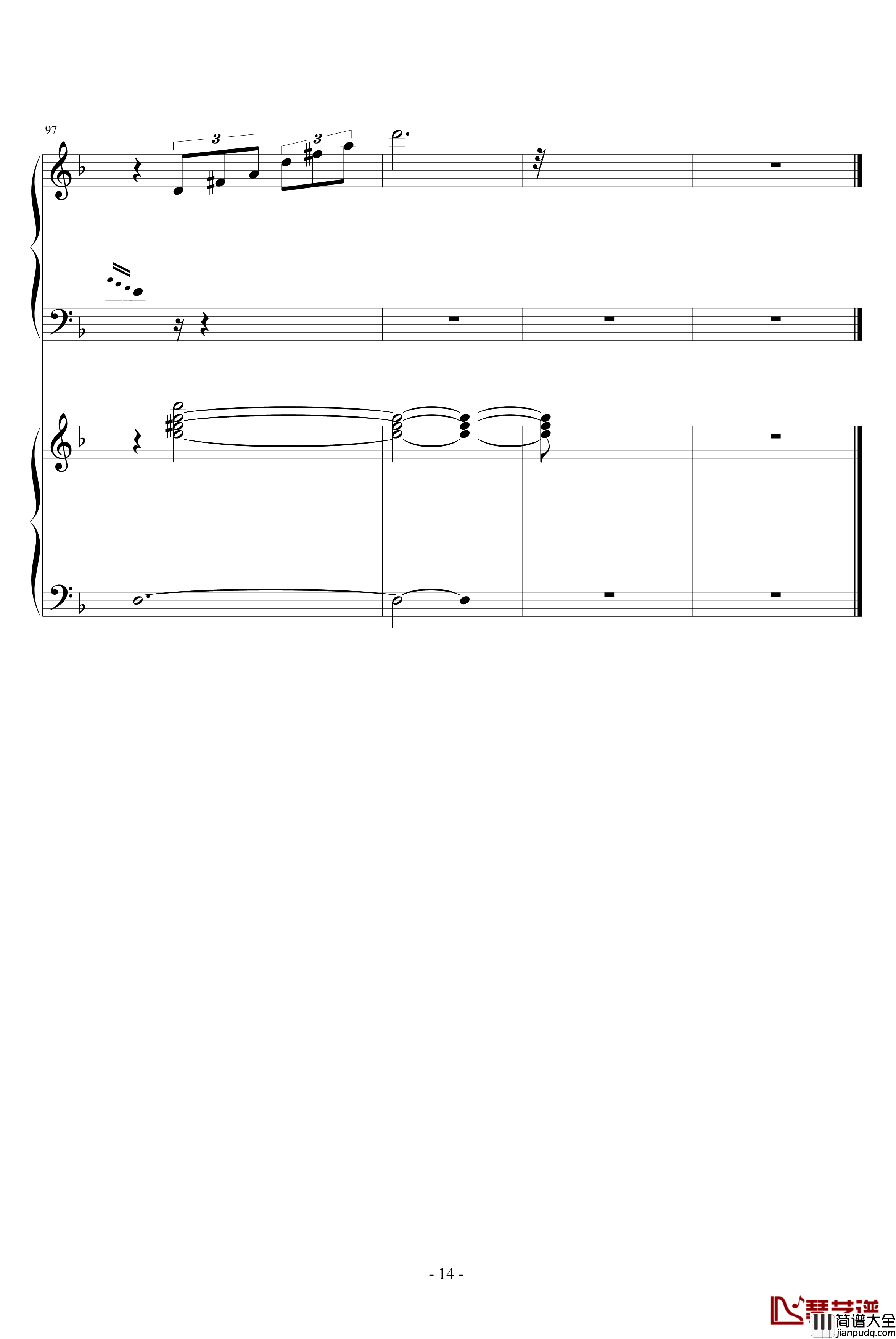 潘多拉之心插曲钢琴谱_双钢琴版_动漫影视