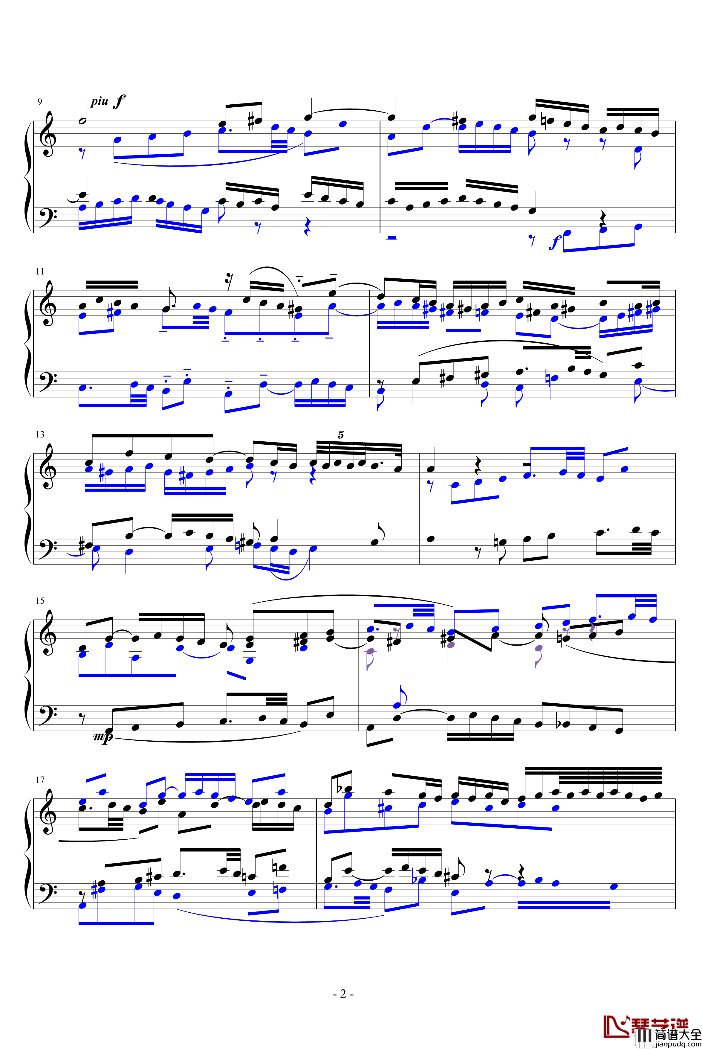 C大调赋格钢琴谱_巴赫