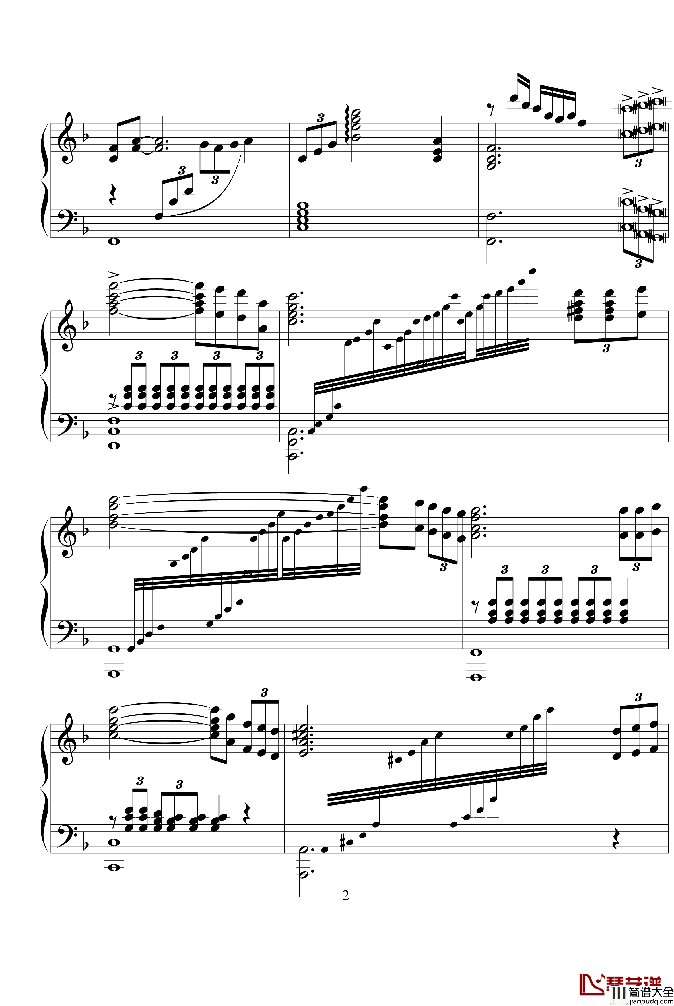 我爱你中国钢琴谱_中国名曲