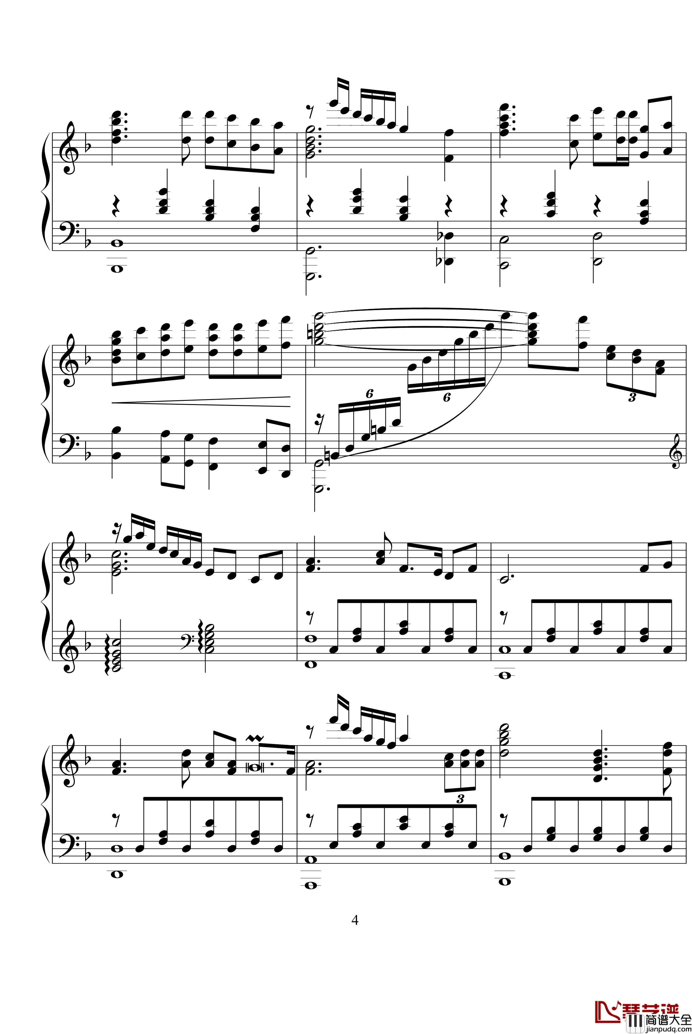 我爱你中国钢琴谱_中国名曲