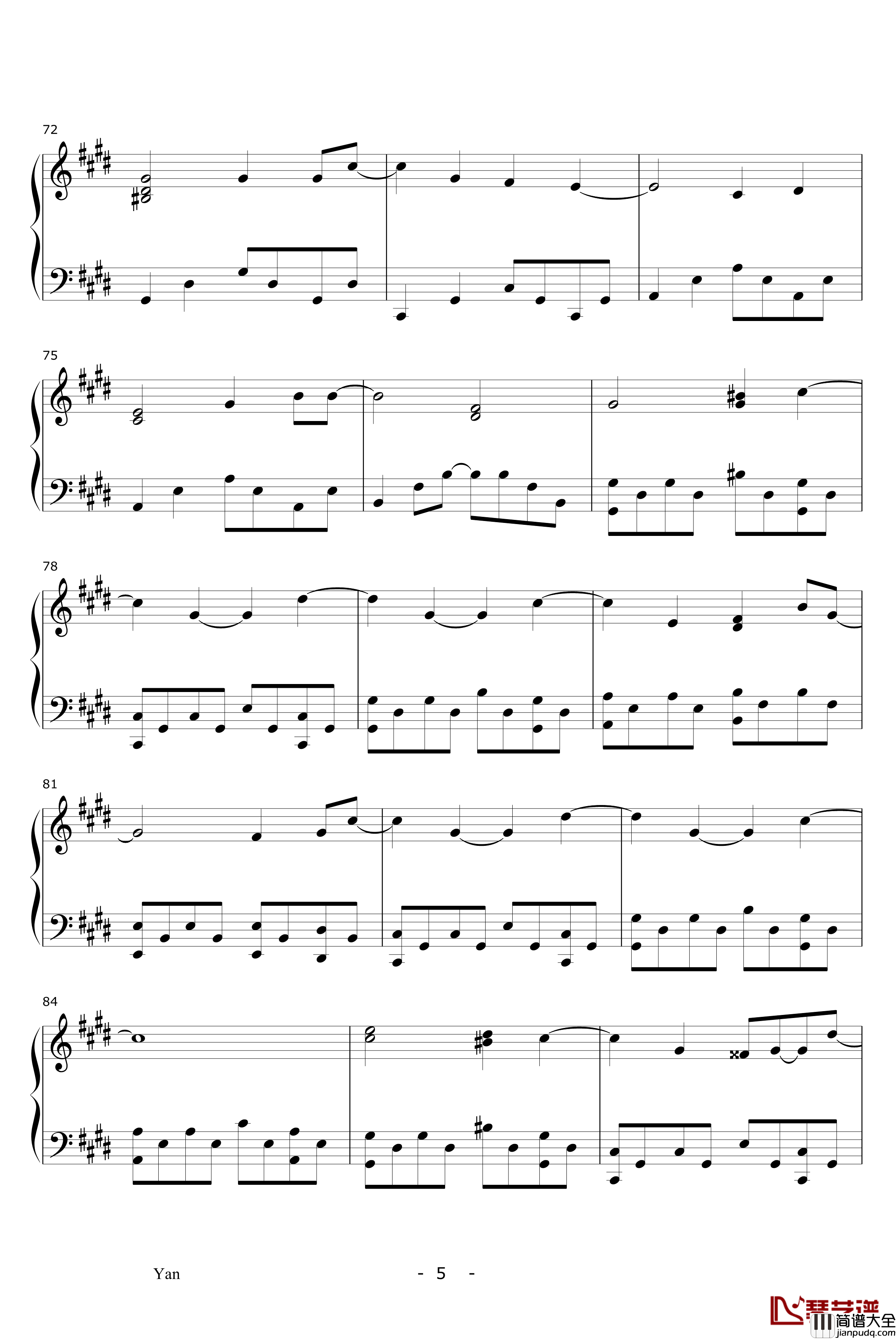 沙龙钢琴谱_陈奕迅