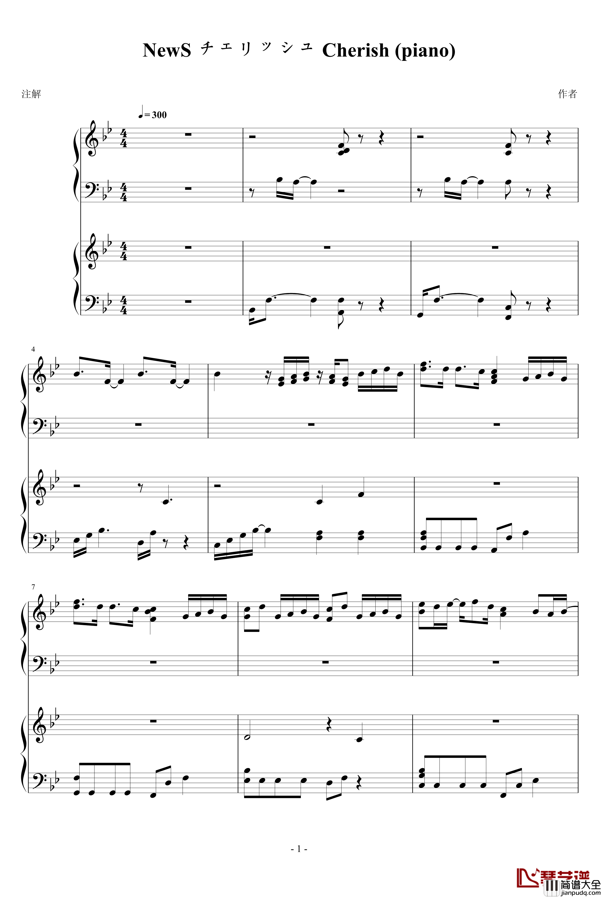 チェリッシュ_Cherish钢琴谱_piano_NEWS