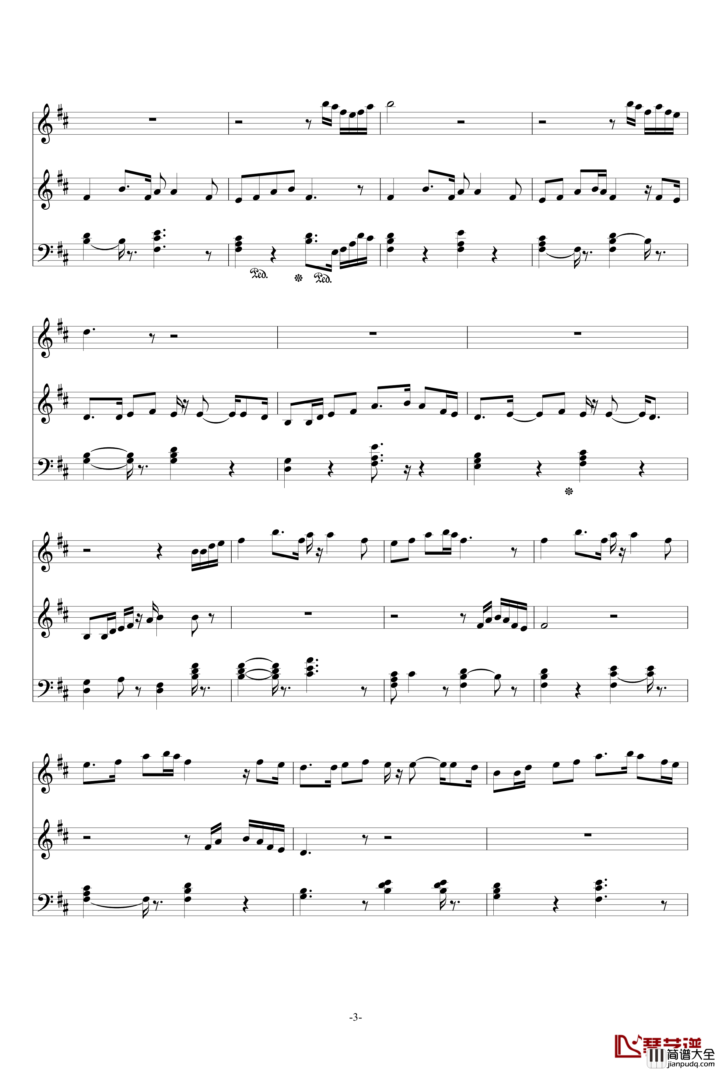 笑傲江湖钢琴谱_超简单版_影视