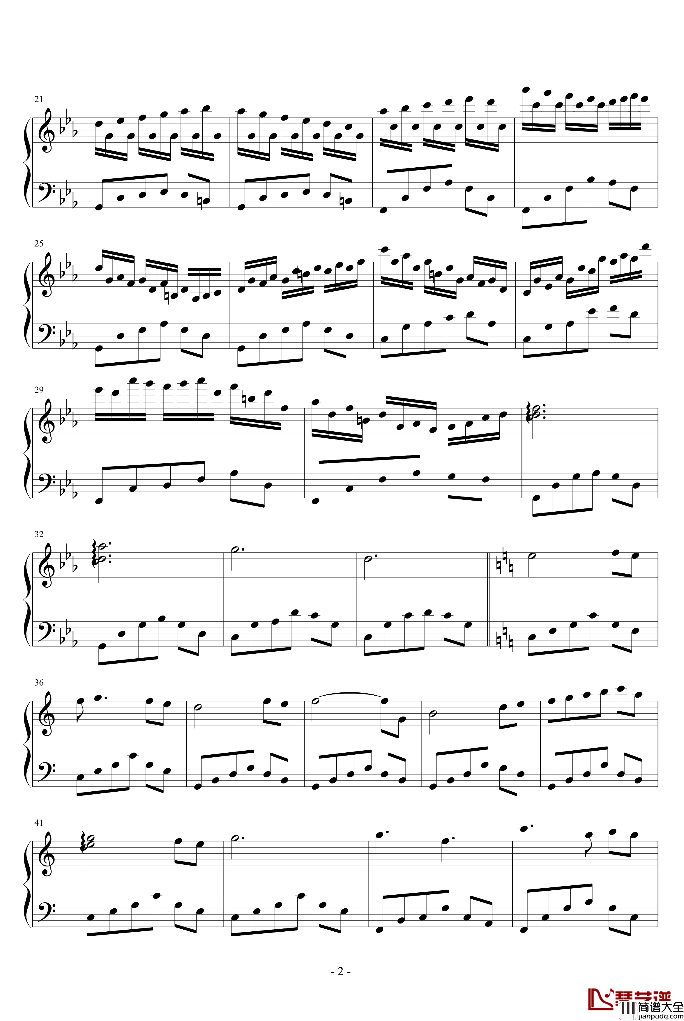 C大调小曲钢琴谱_风花雨露