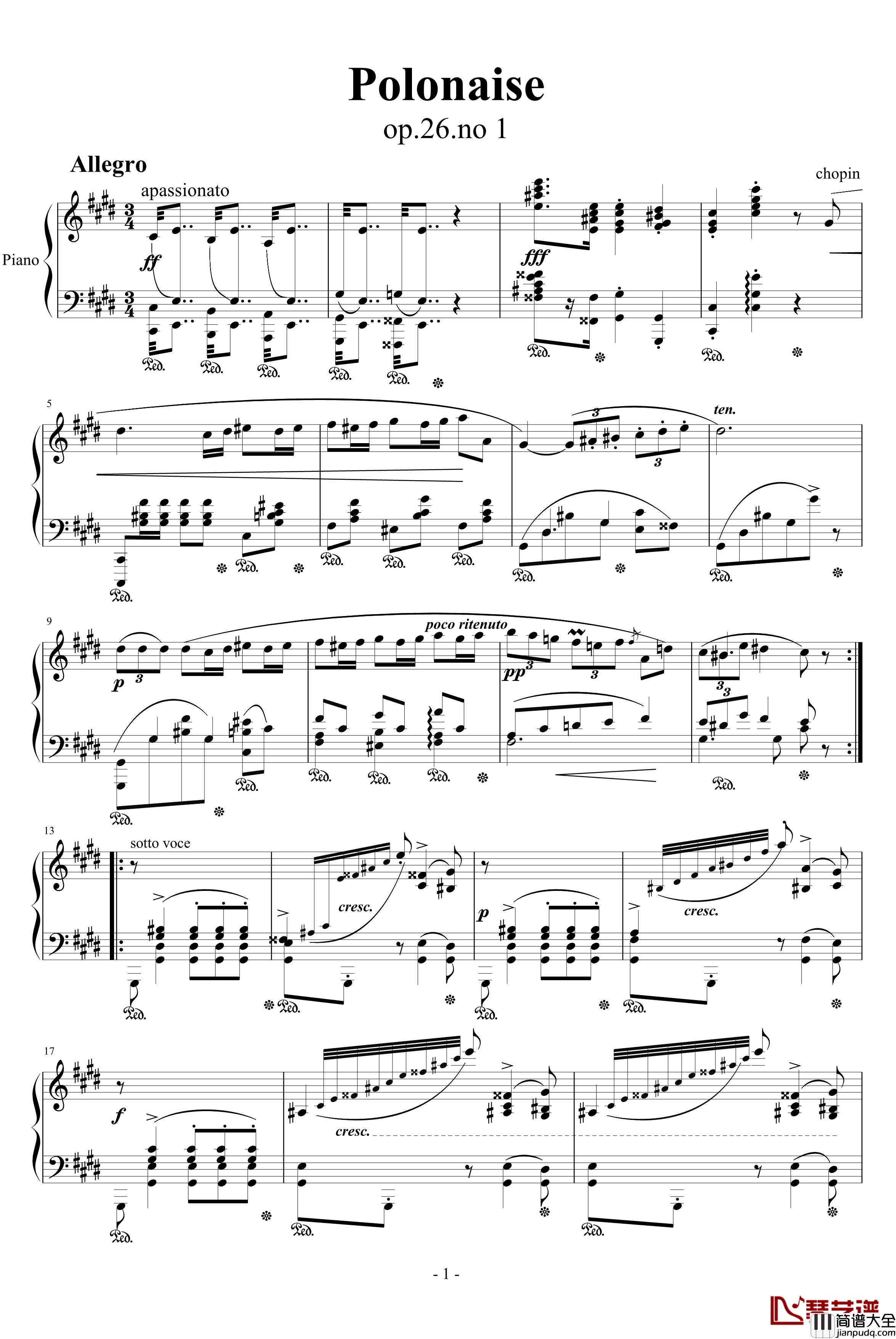 升c小调波罗乃兹舞曲钢琴谱_肖邦_chopin