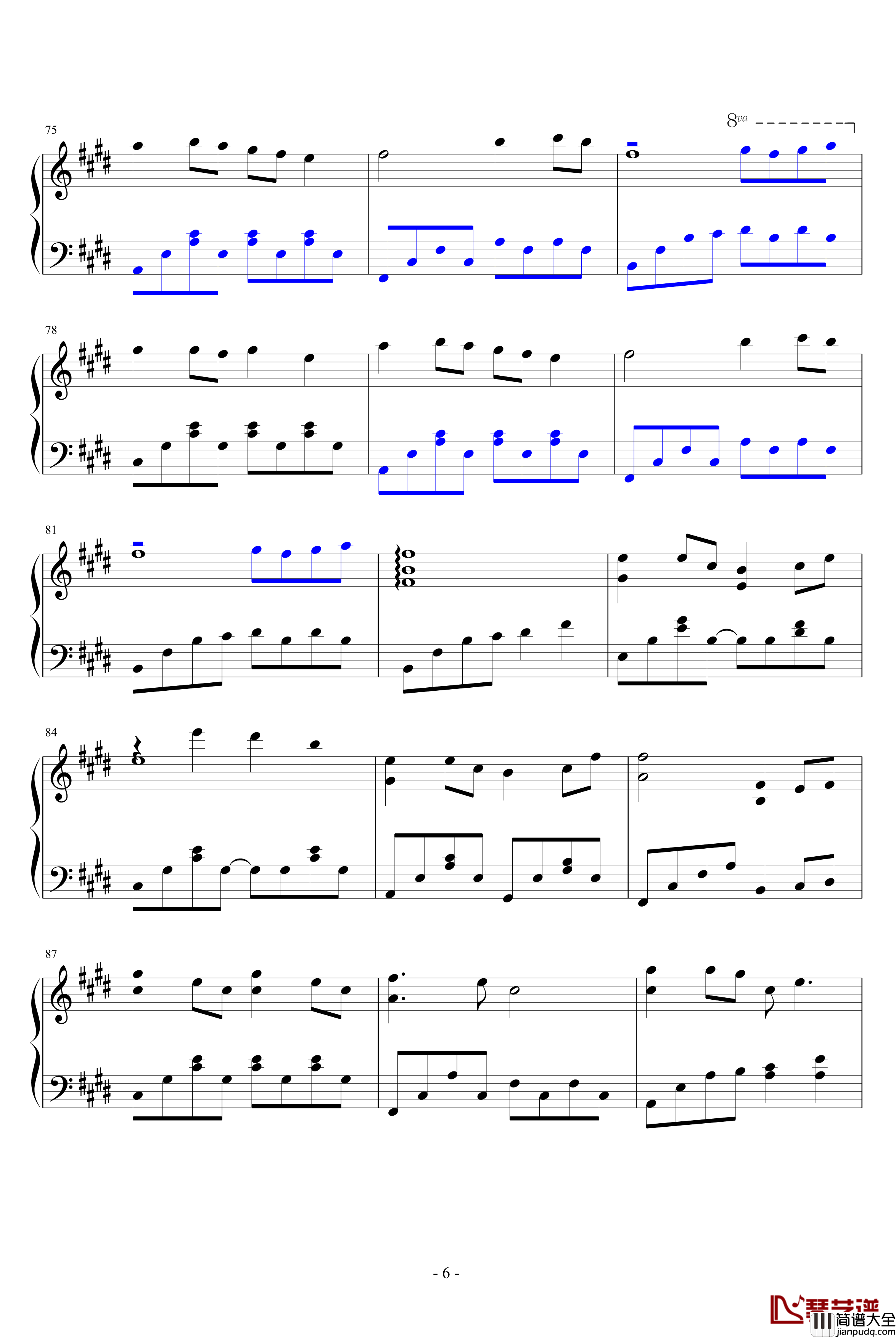 但愿人长久钢琴谱_纯钢简易版_王菲