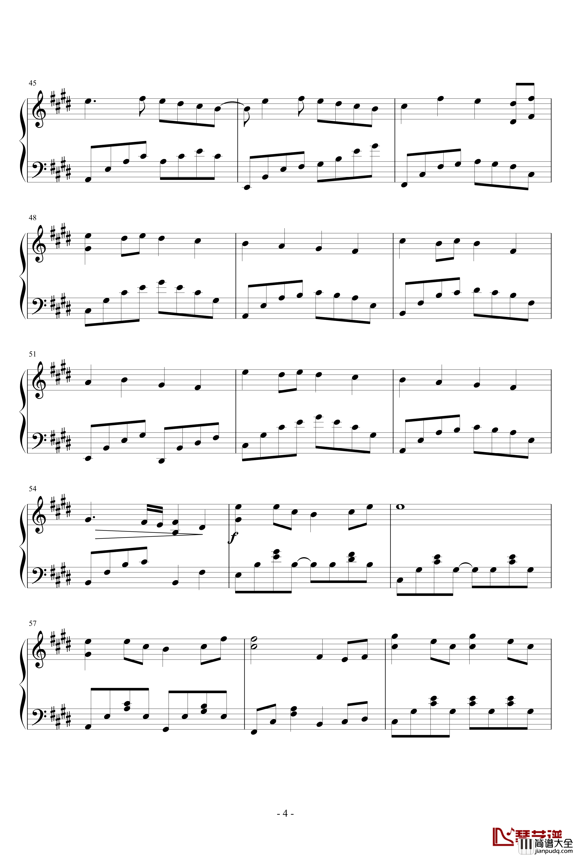 但愿人长久钢琴谱_纯钢简易版_王菲