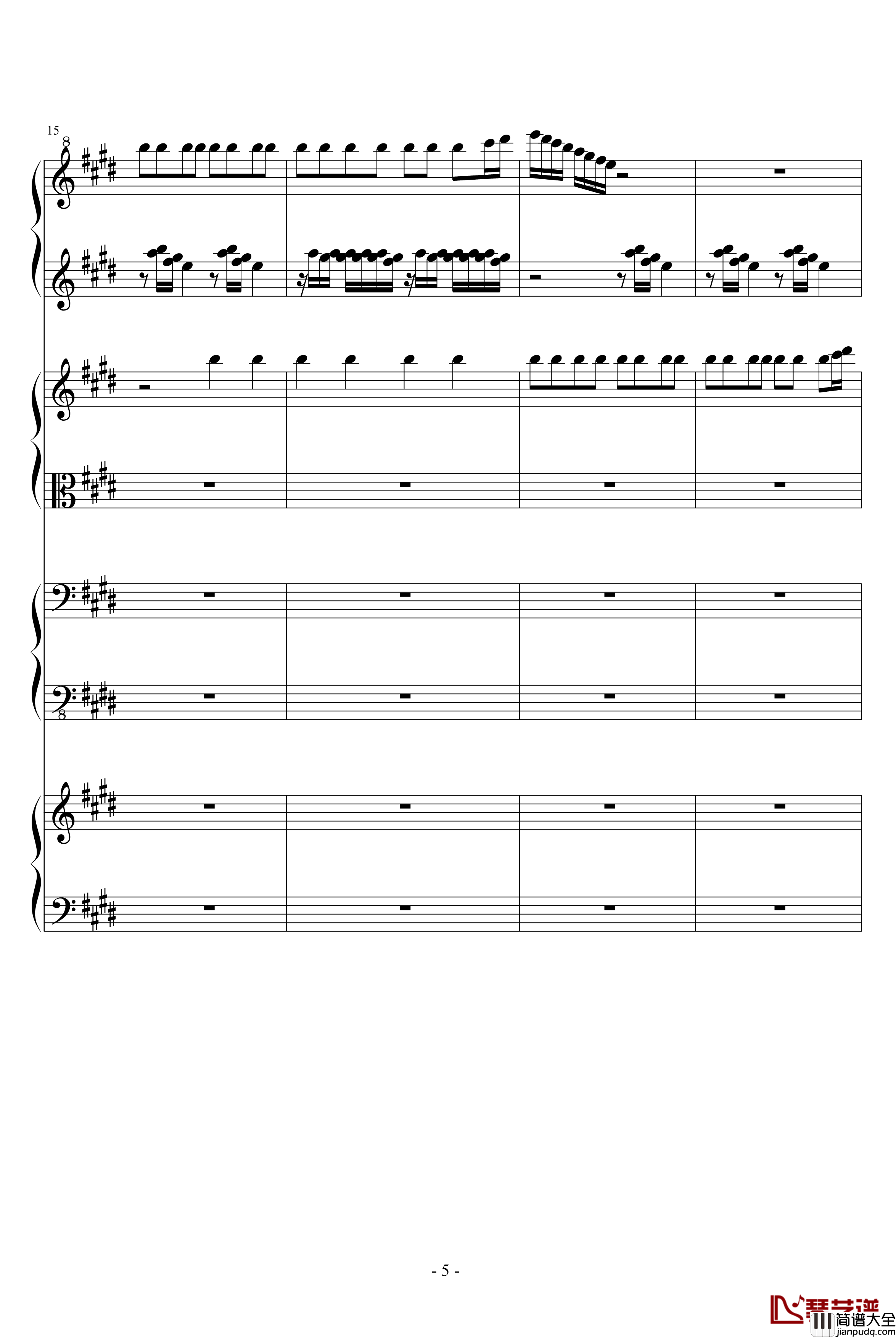 四季·春钢琴谱_钢琴四重奏_维瓦尔第