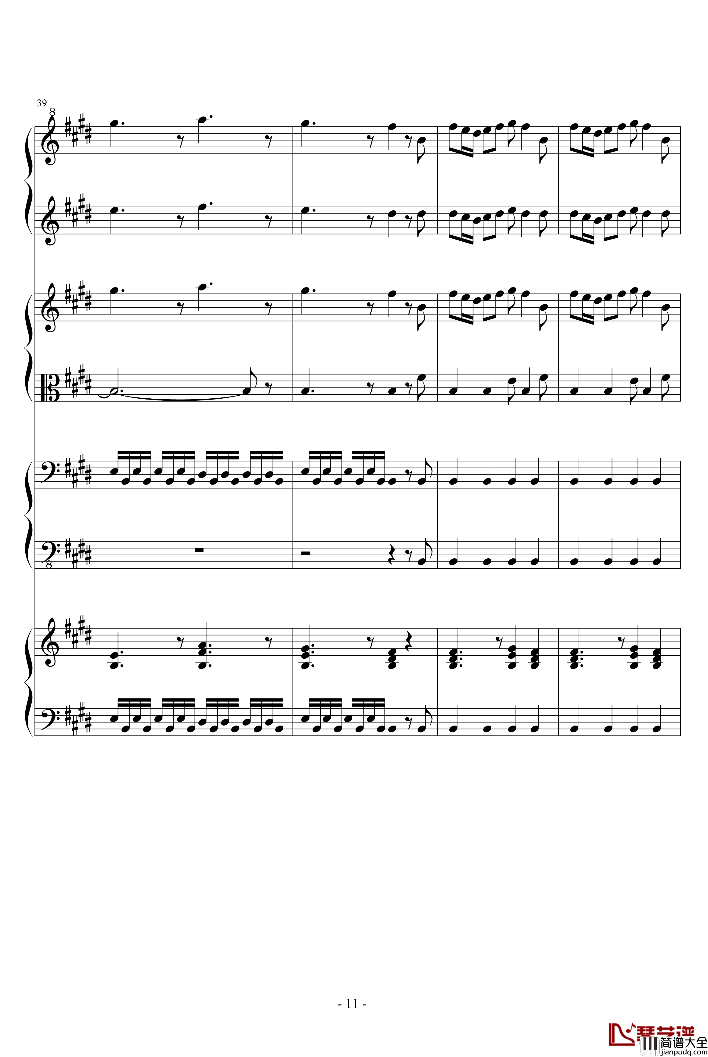 四季·春钢琴谱_钢琴四重奏_维瓦尔第