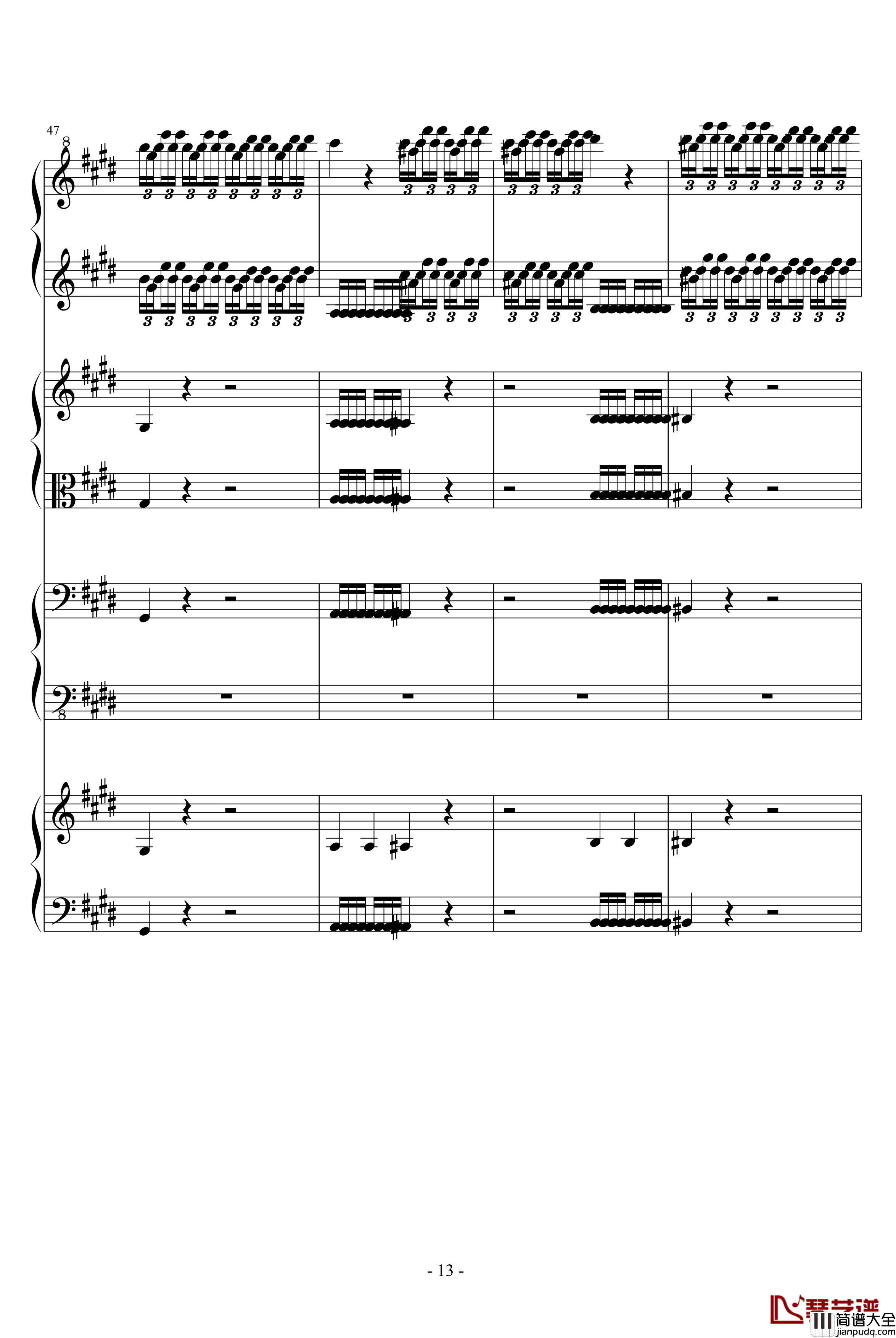 四季·春钢琴谱_钢琴四重奏_维瓦尔第