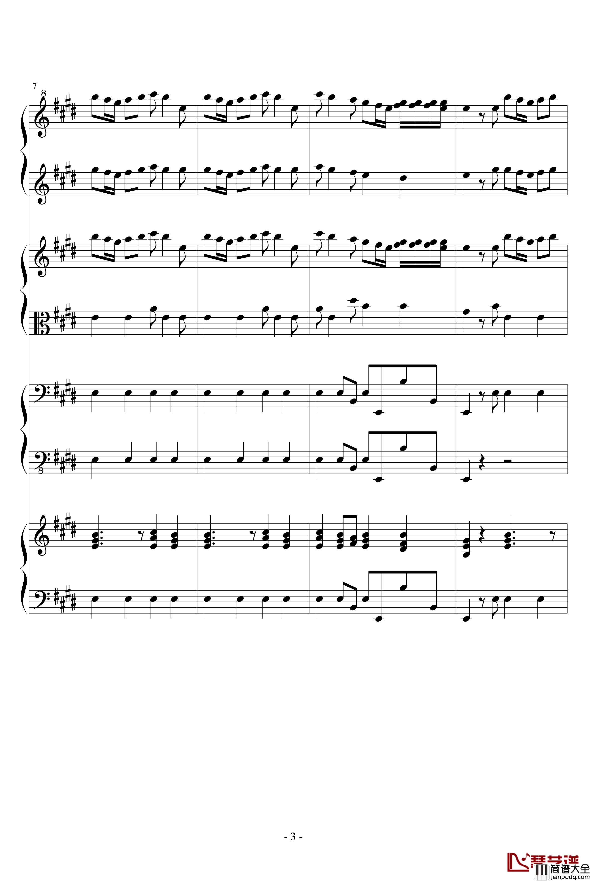 四季·春钢琴谱_钢琴四重奏_维瓦尔第