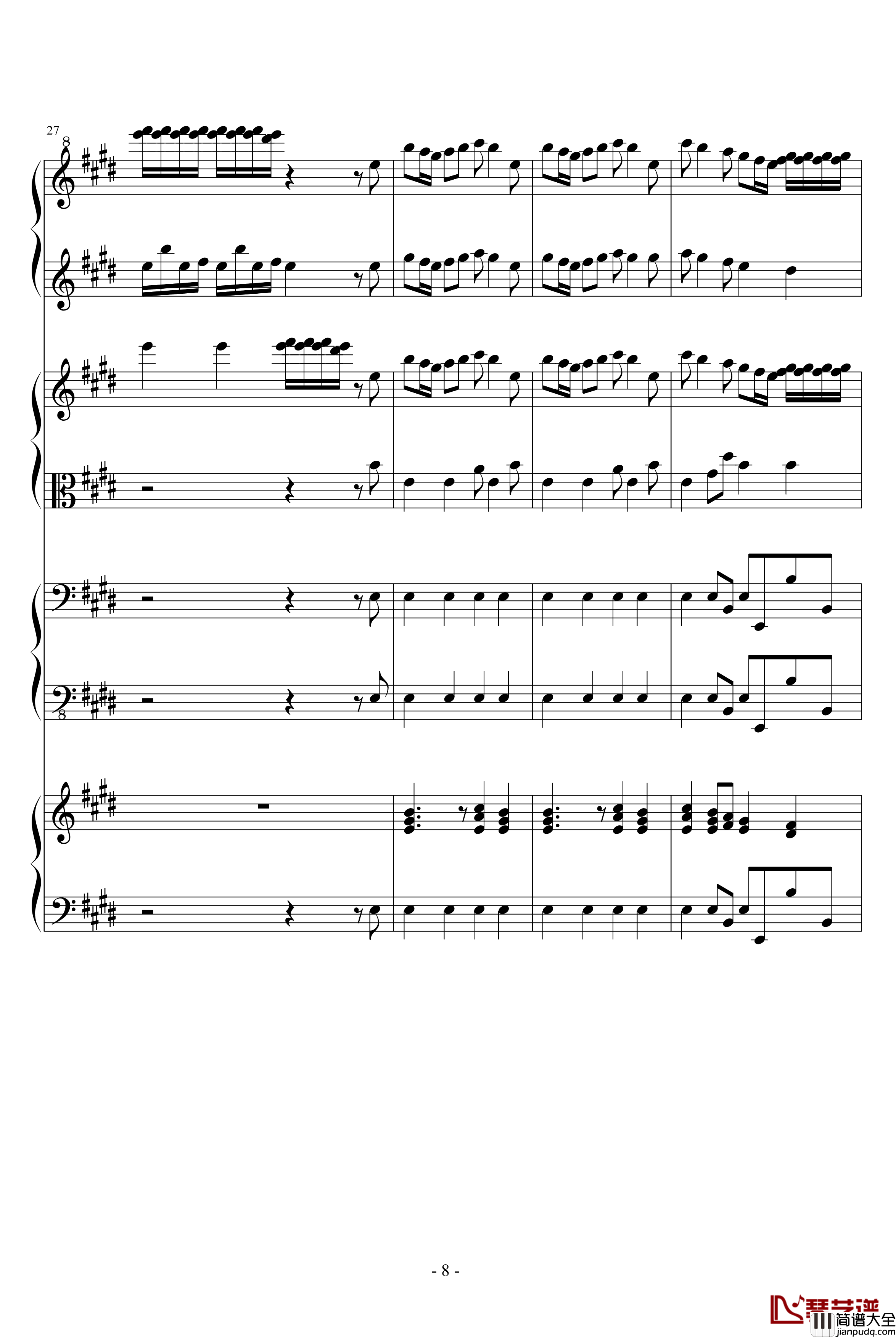 四季·春钢琴谱_钢琴四重奏_维瓦尔第