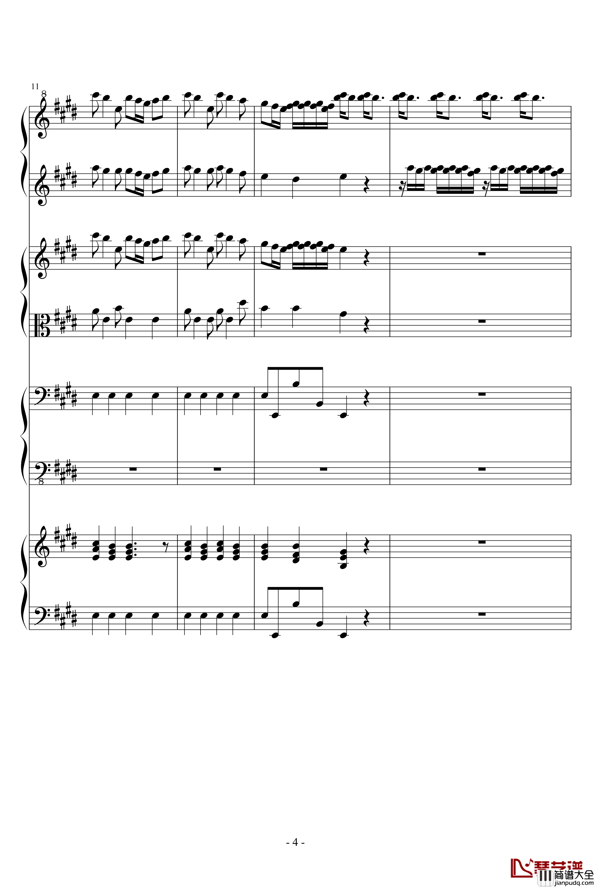 四季·春钢琴谱_钢琴四重奏_维瓦尔第