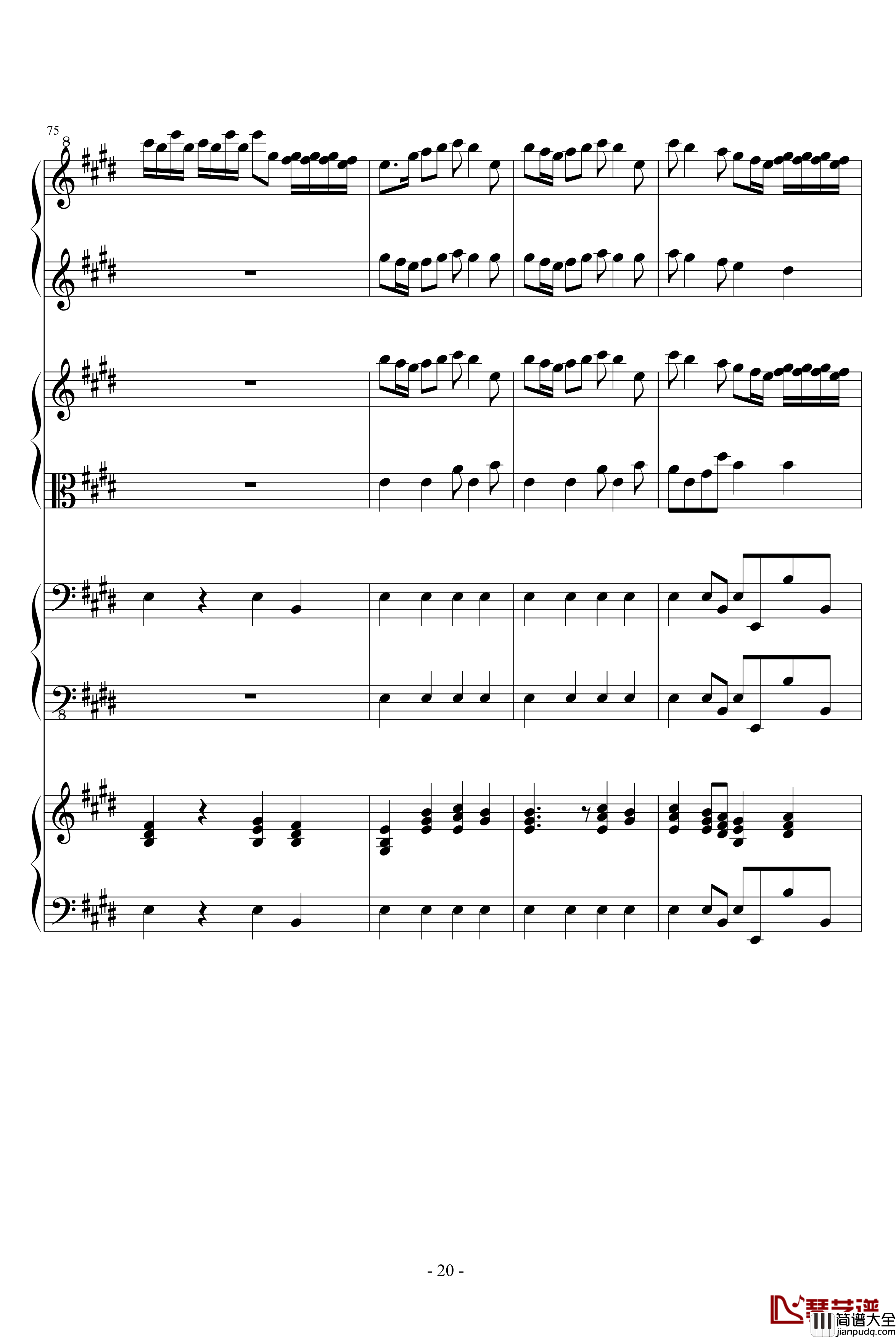 四季·春钢琴谱_钢琴四重奏_维瓦尔第