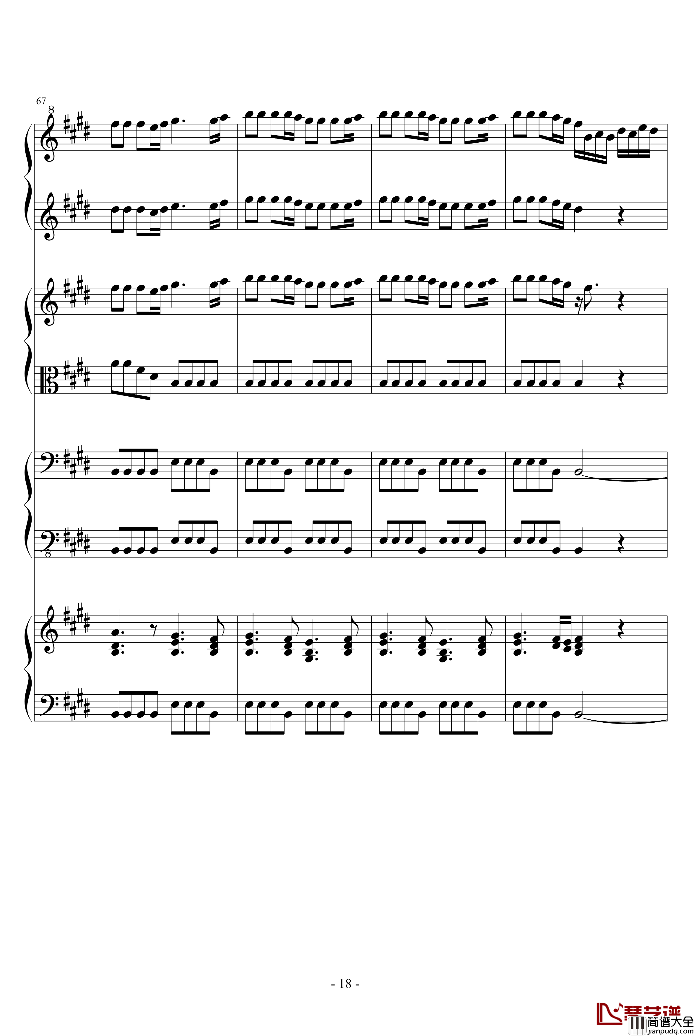 四季·春钢琴谱_钢琴四重奏_维瓦尔第