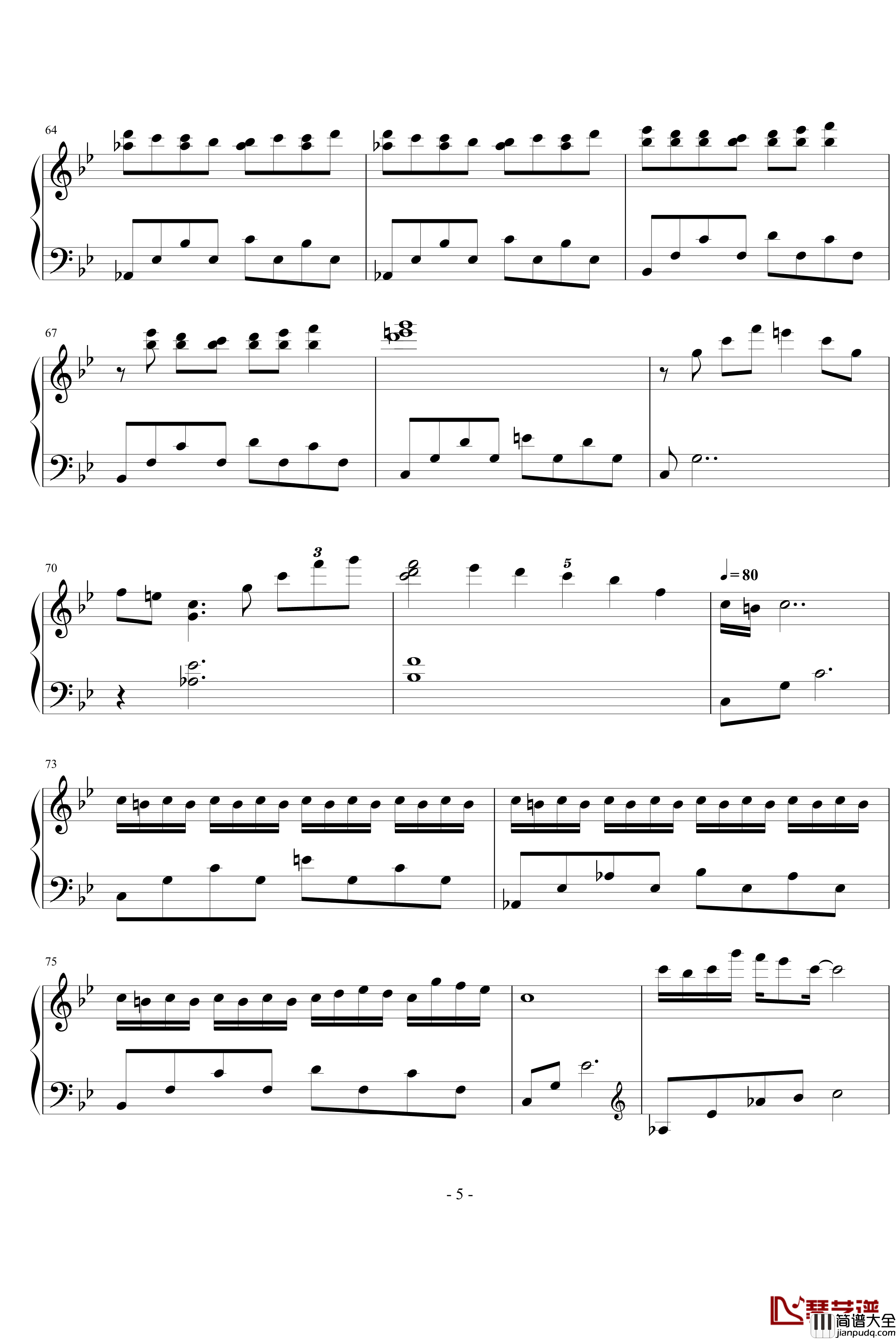 花之梦钢琴谱_每一天