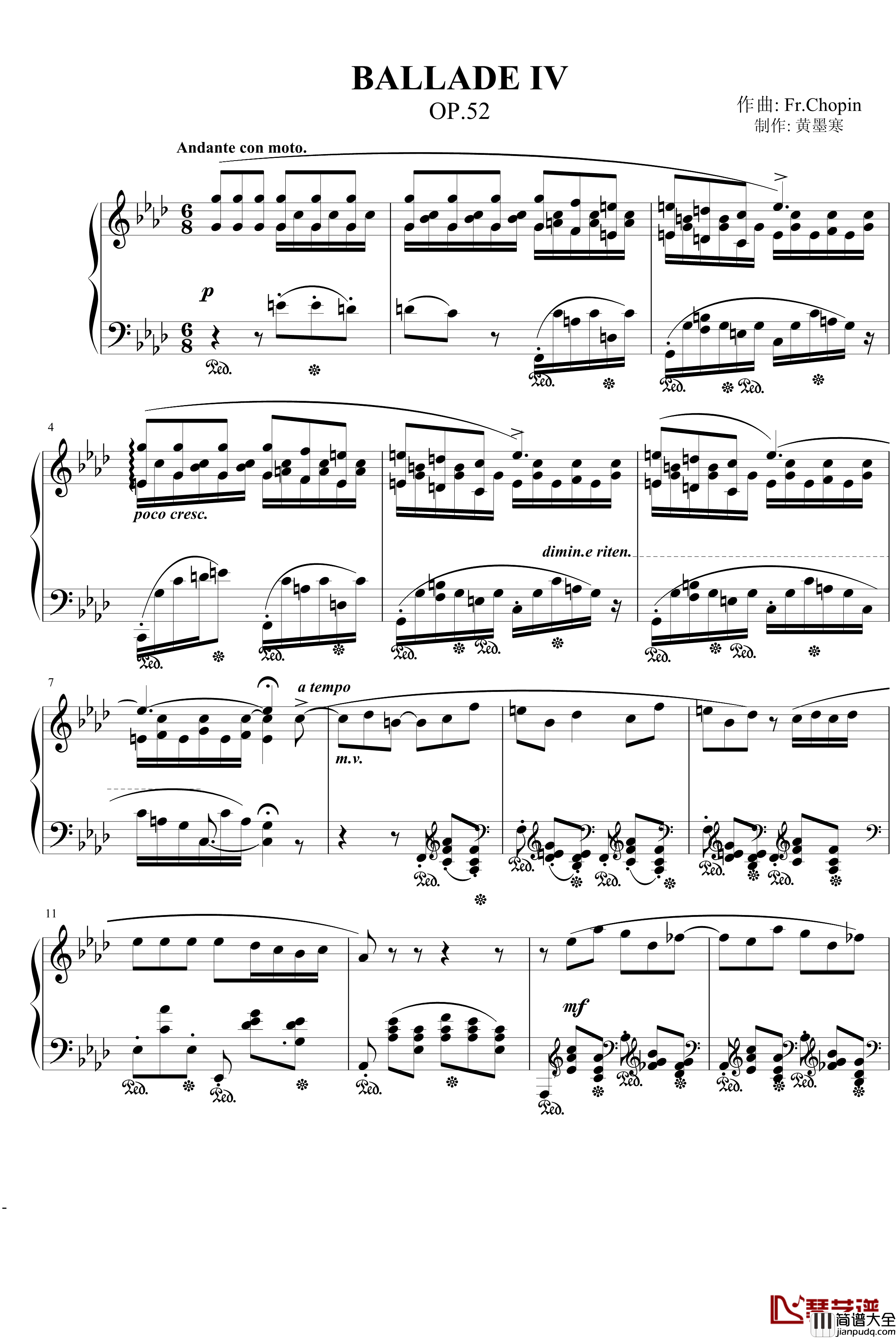 肖邦f小调叙事曲钢琴谱_肖邦_chopin