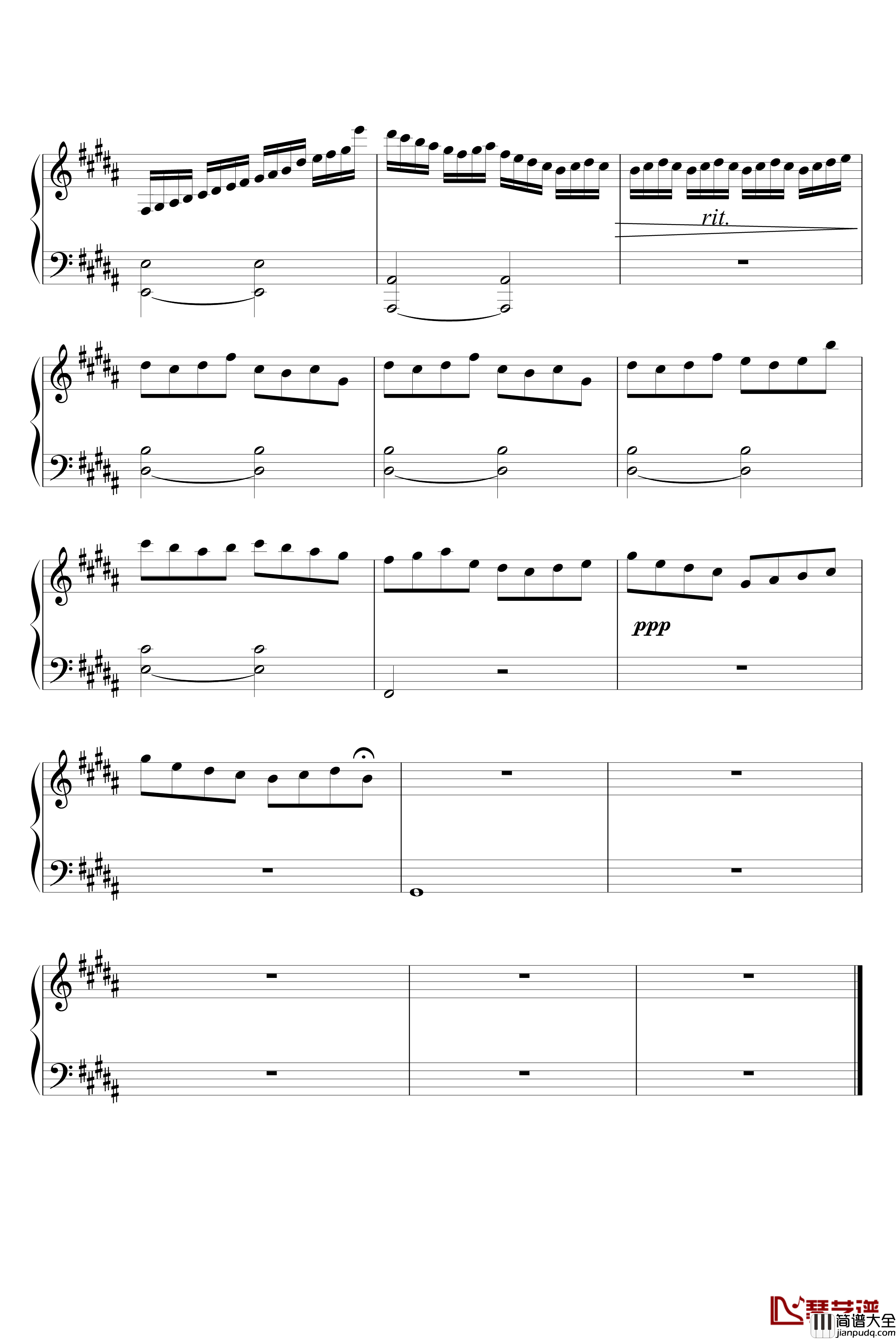 最后一夜钢琴谱_人生_月影浮花