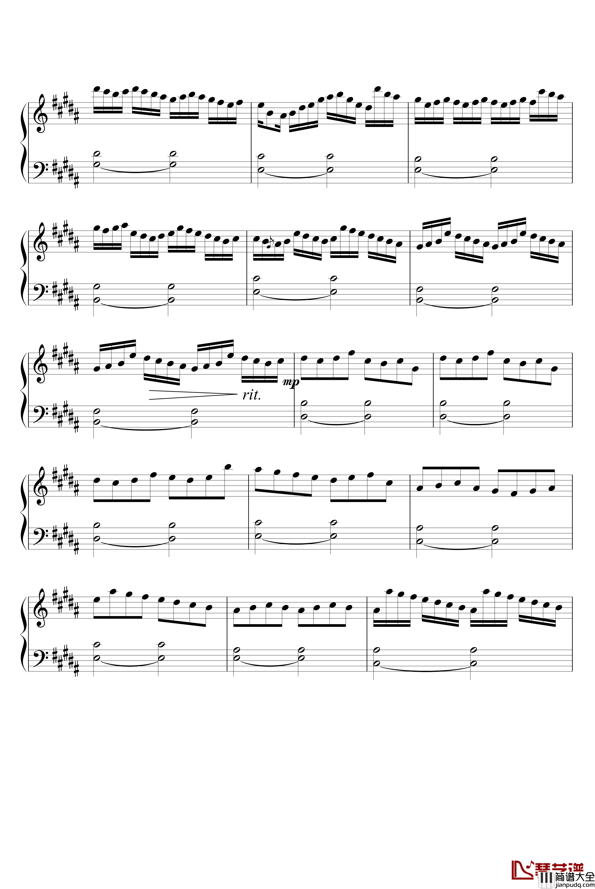 最后一夜钢琴谱_人生_月影浮花