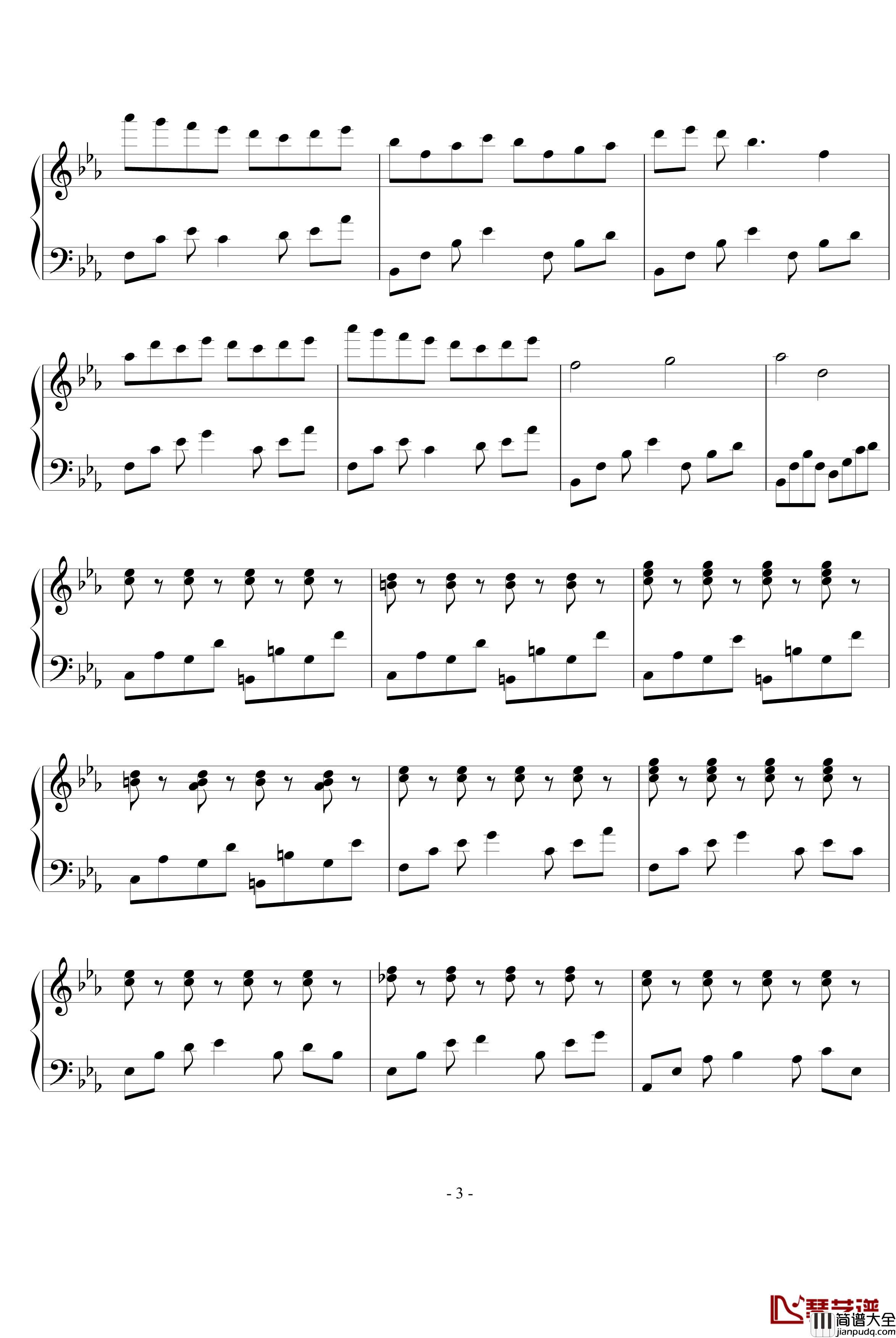 c小调小曲钢琴谱_风花雨露