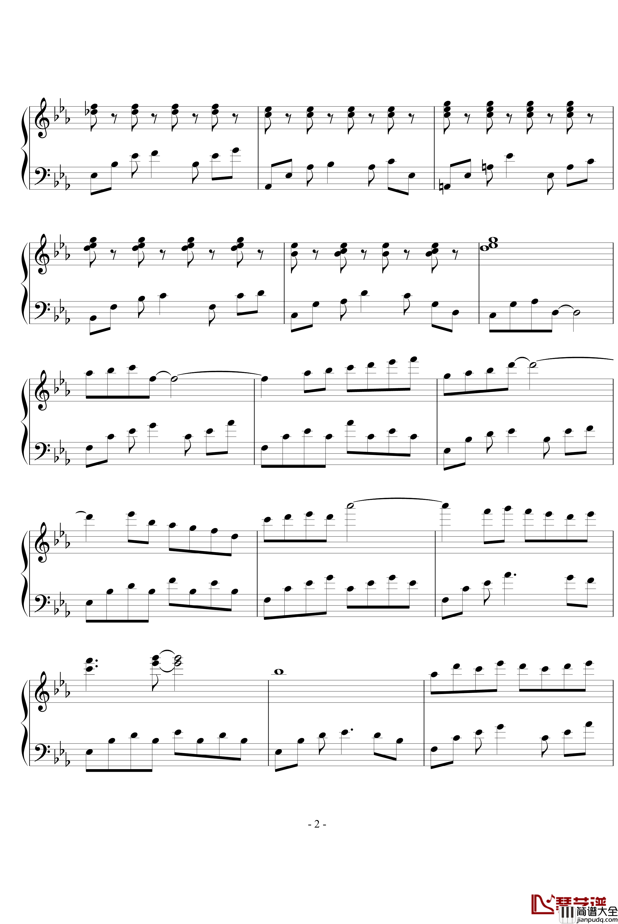 c小调小曲钢琴谱_风花雨露