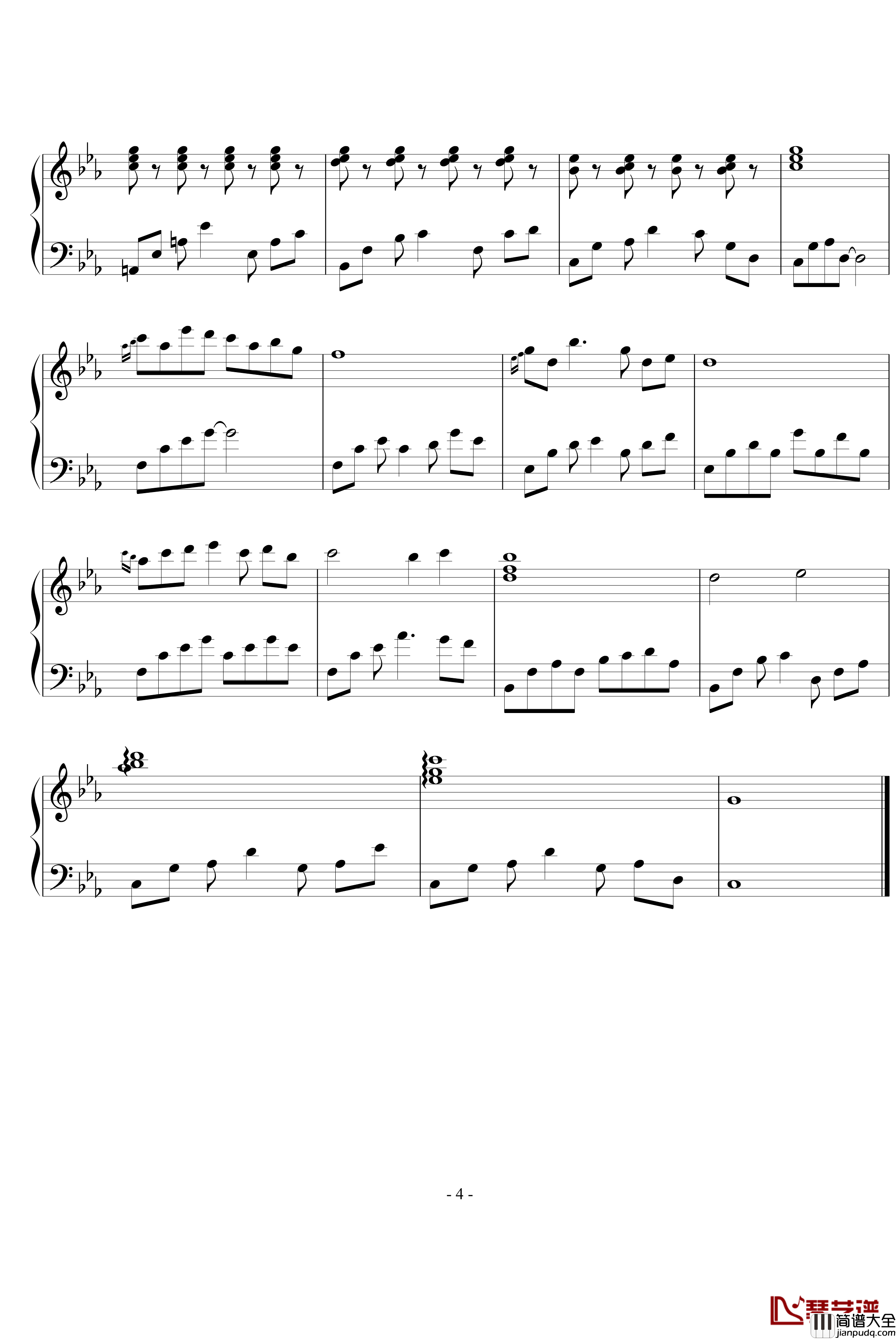 c小调小曲钢琴谱_风花雨露