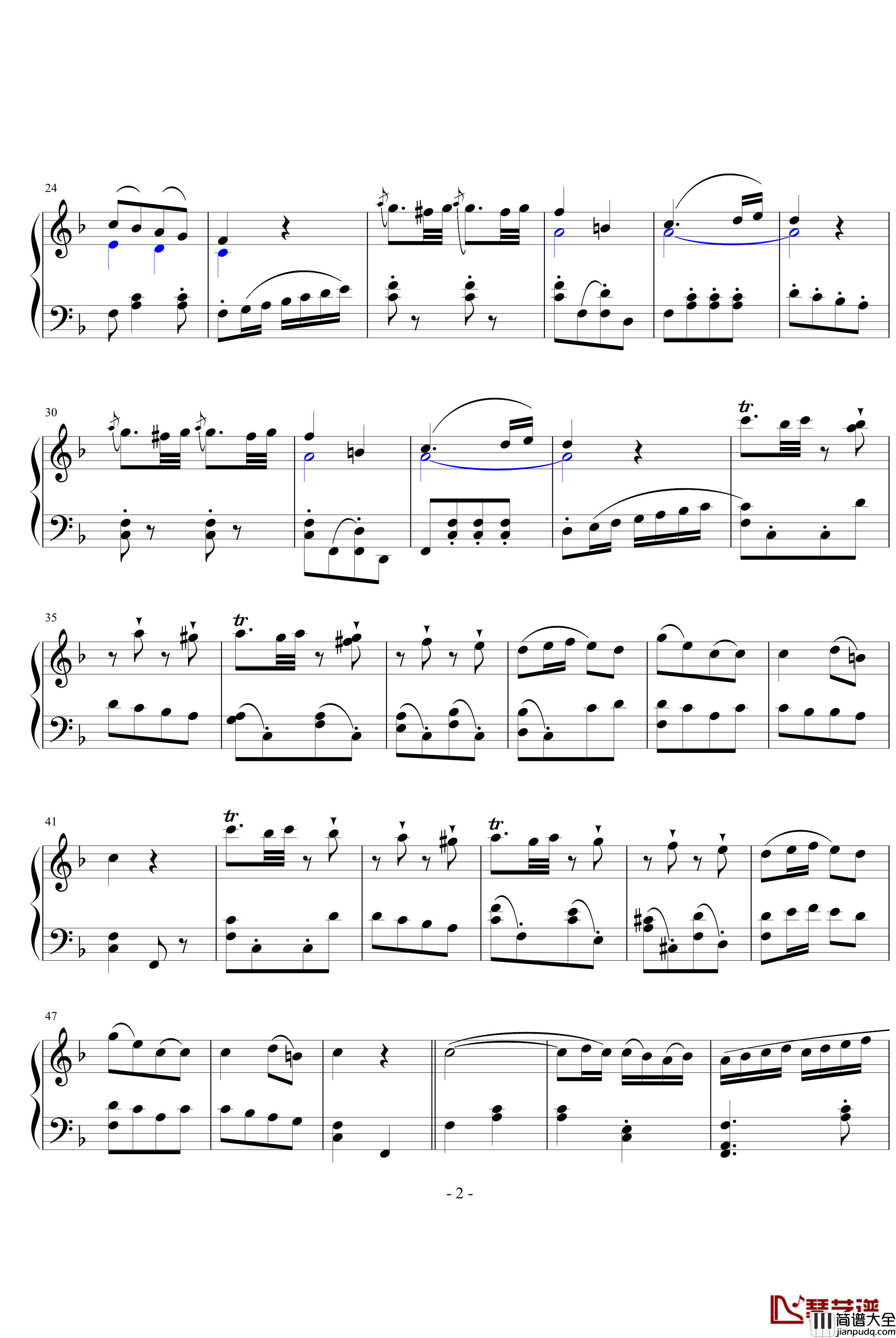 阿里路亚钢琴谱_田献编曲_莫扎特