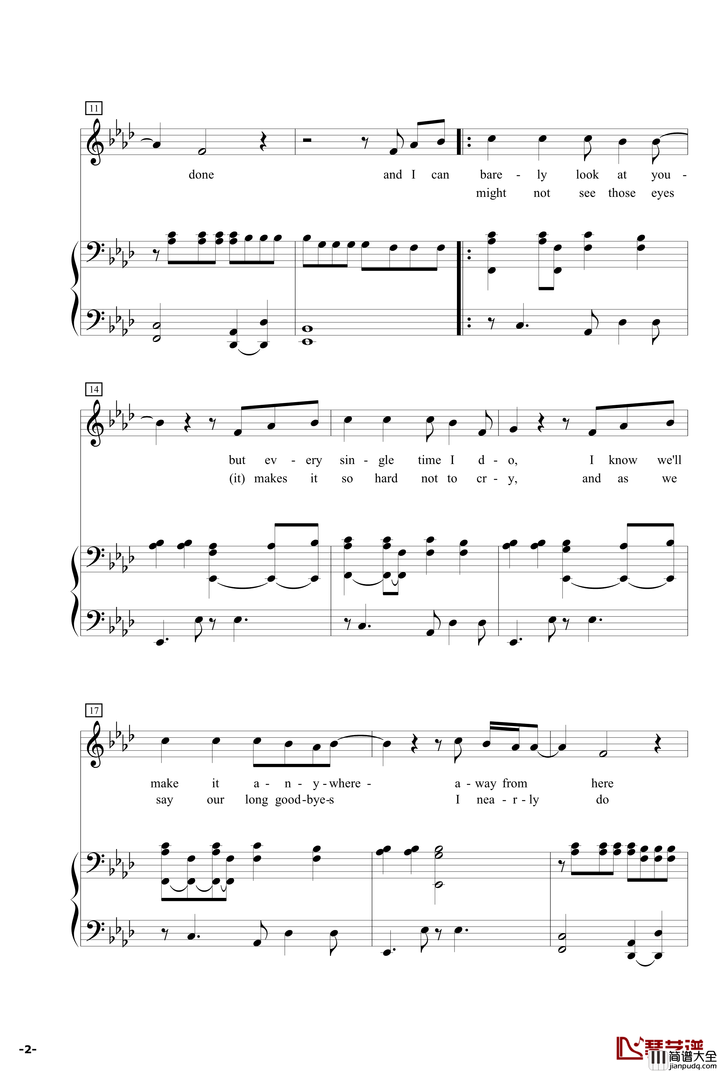 Run钢琴谱_LeonaLewis修正版