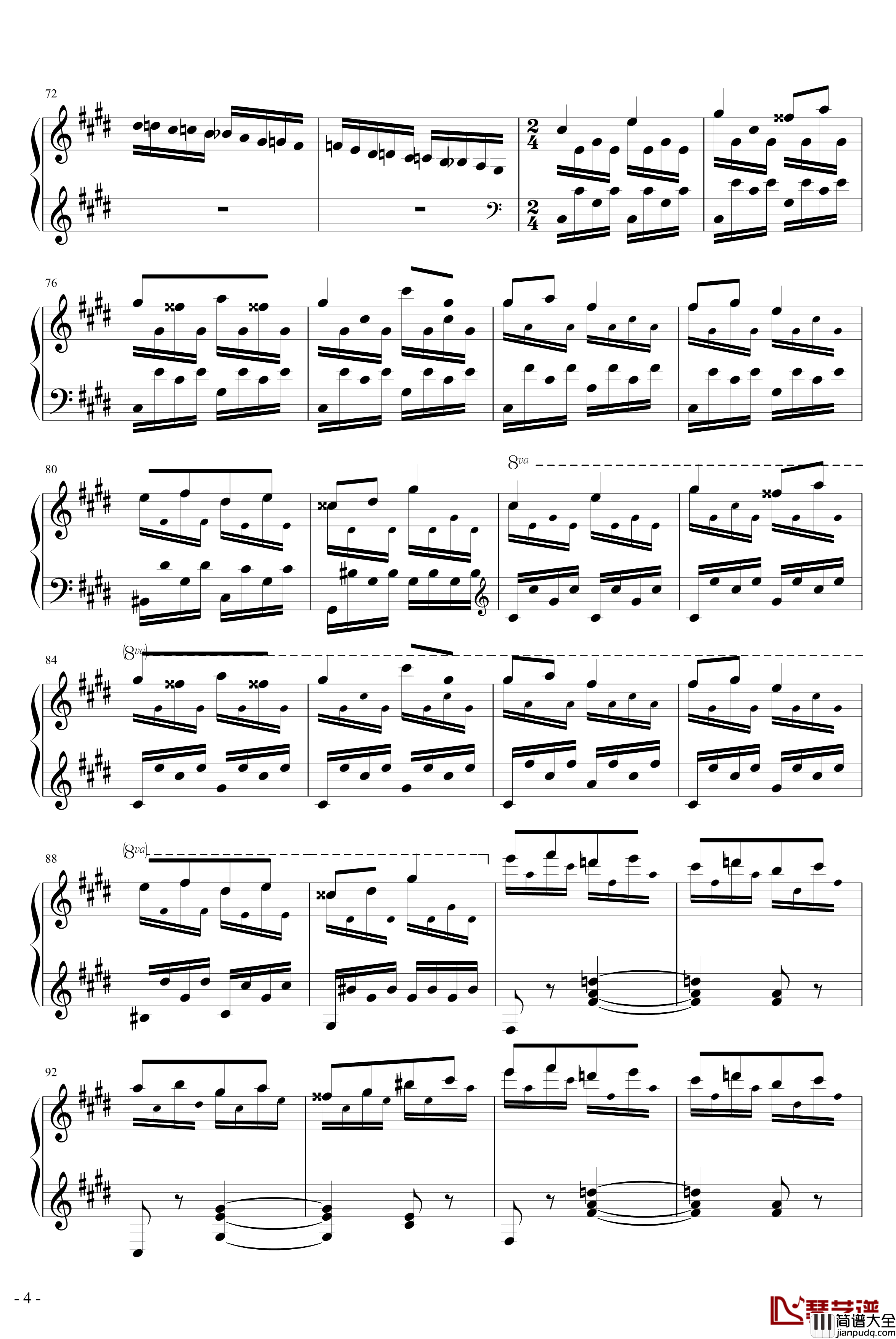 夜莺钢琴谱_李斯特