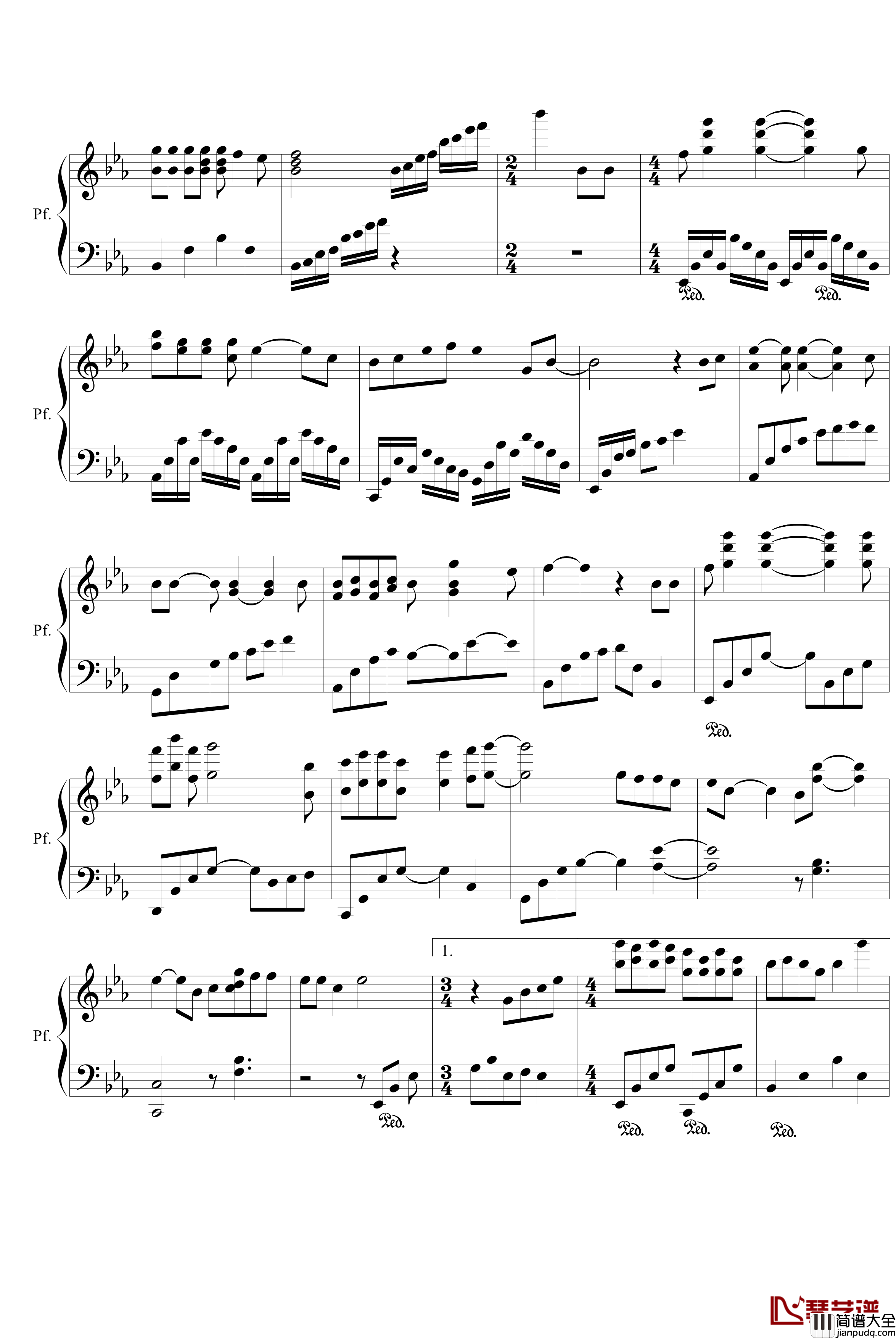 锁清秋钢琴谱_无限