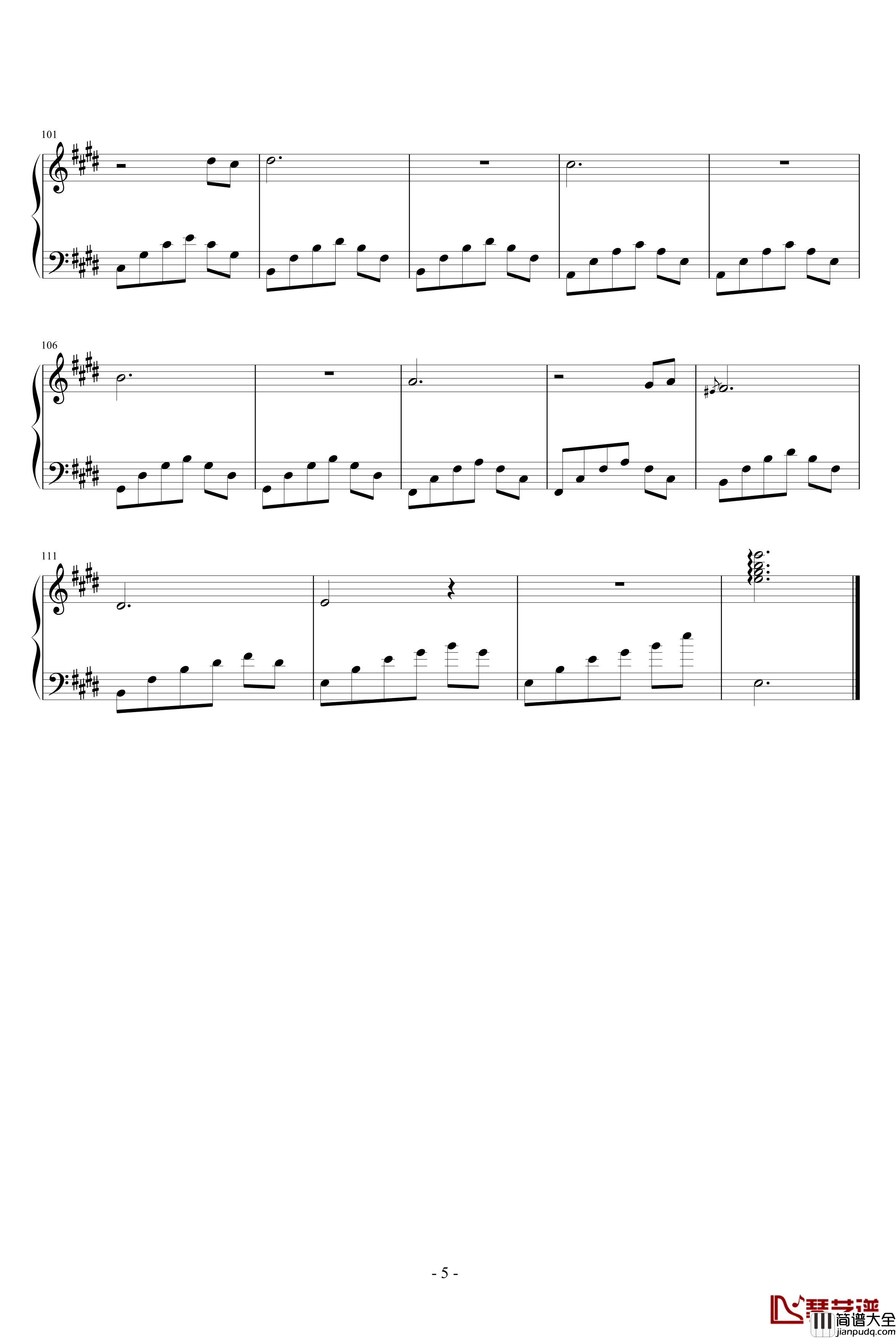 遥远的静钢琴谱_快乐甜筒