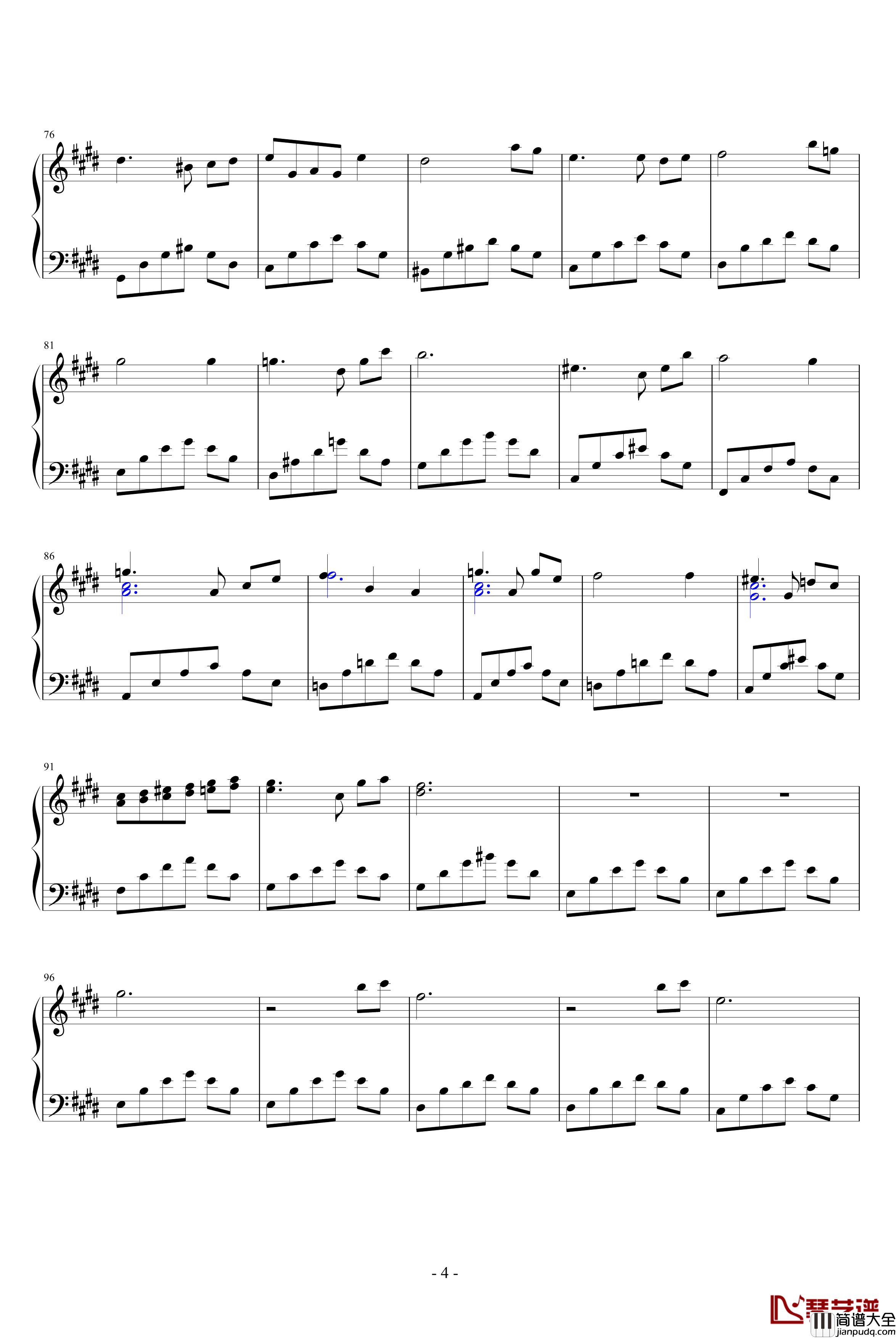 遥远的静钢琴谱_快乐甜筒