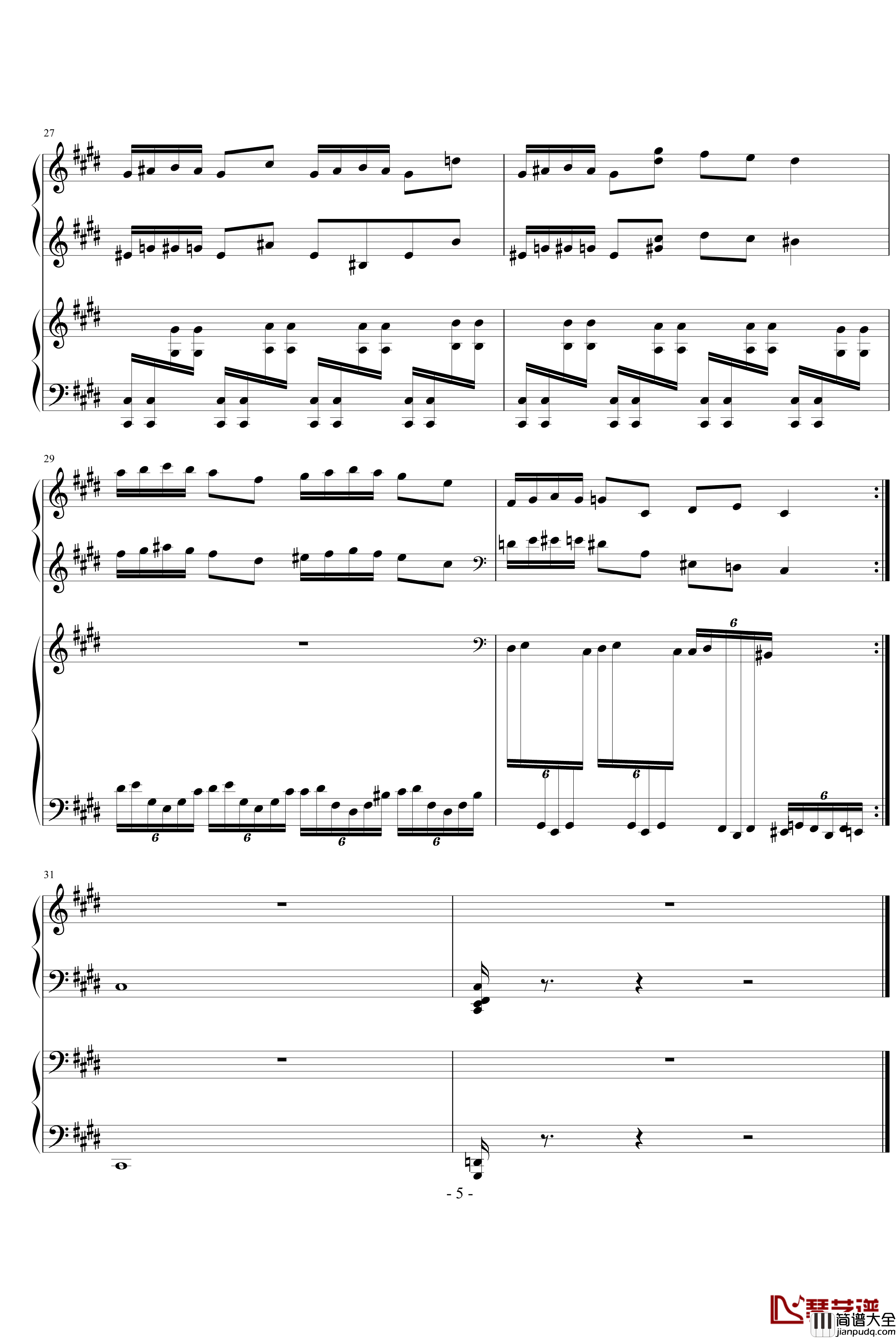 为一组现代四手联弹做的序曲钢琴谱_齐少凡