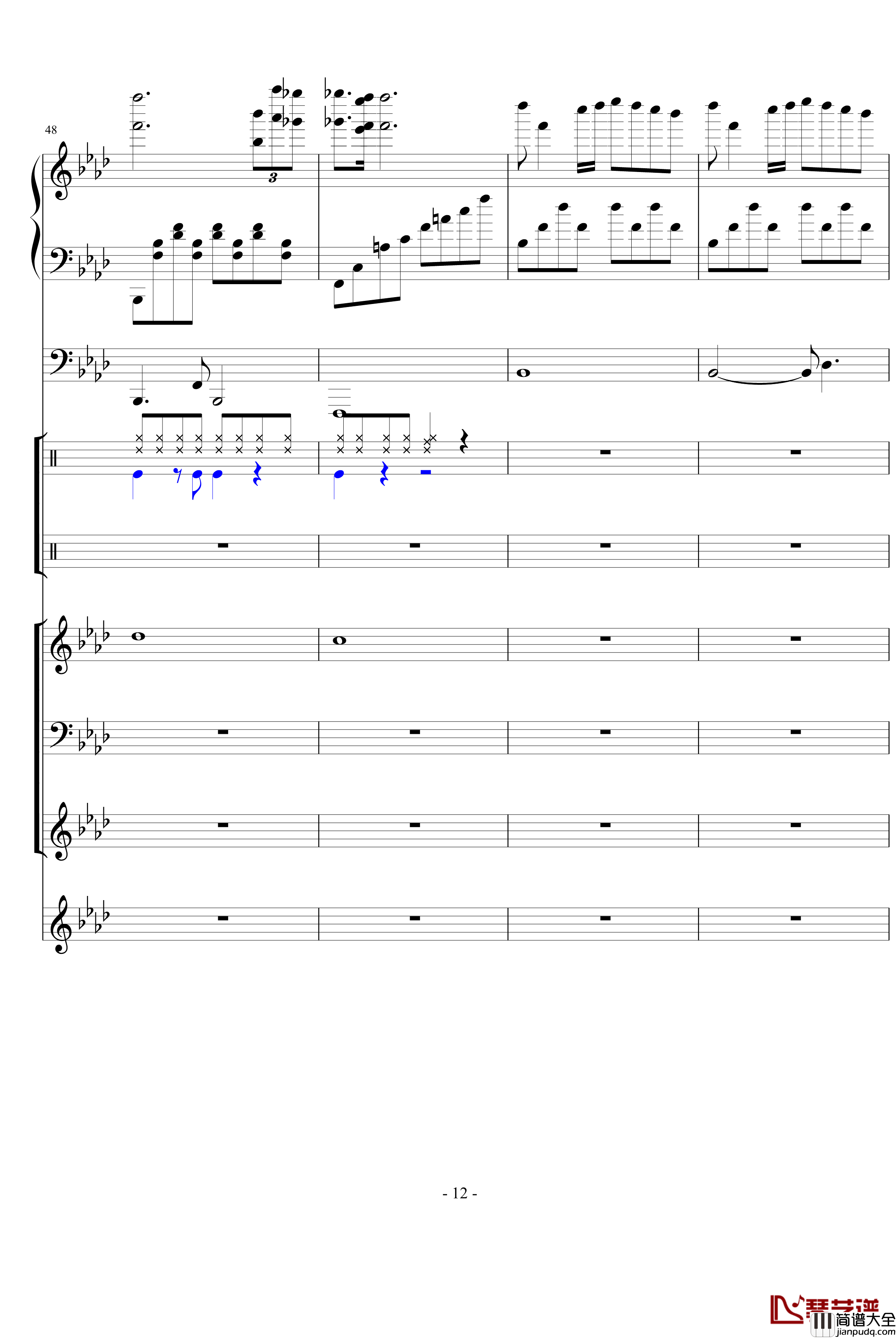 秋日私语钢琴谱_乐队总谱_克莱德曼