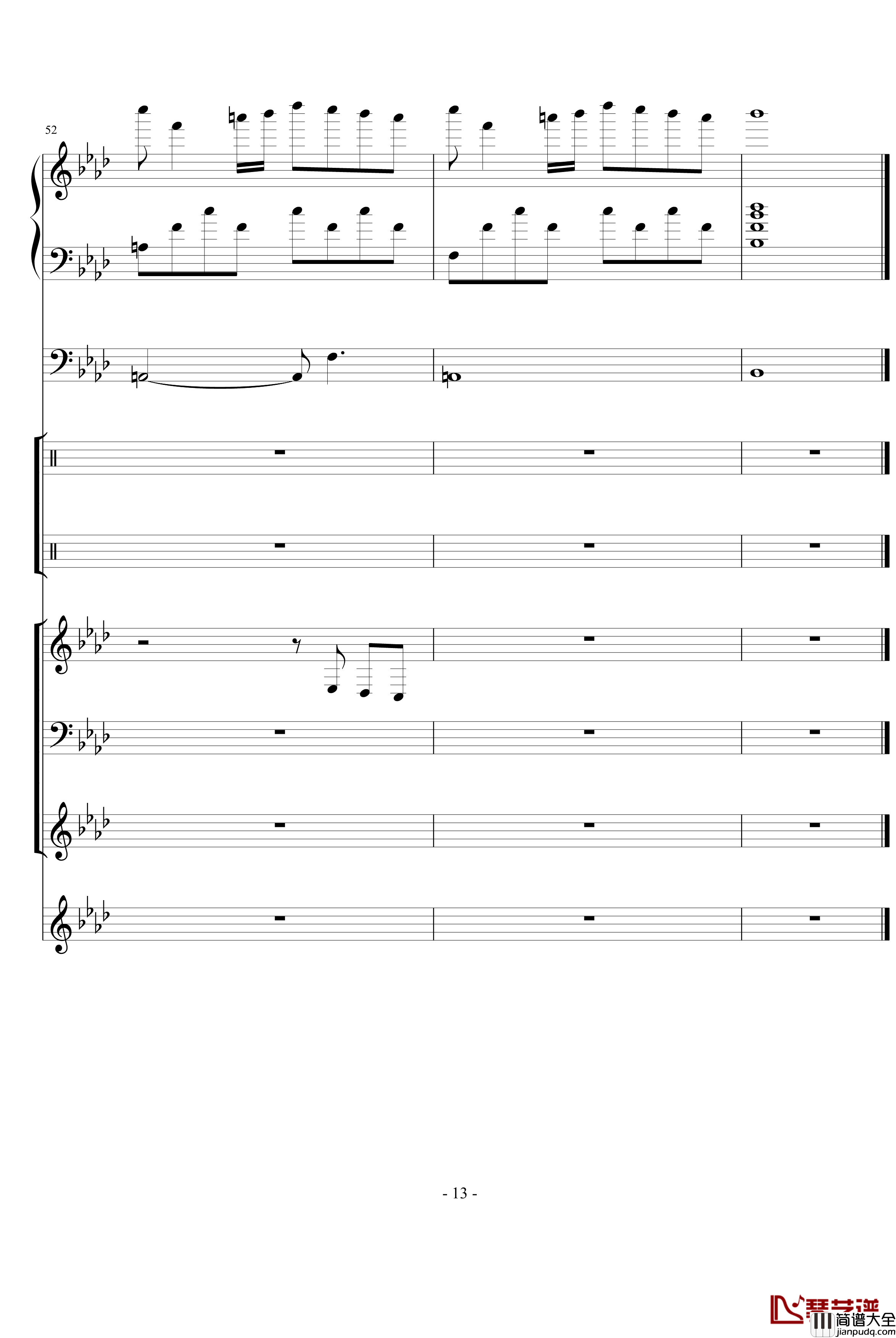 秋日私语钢琴谱_乐队总谱_克莱德曼