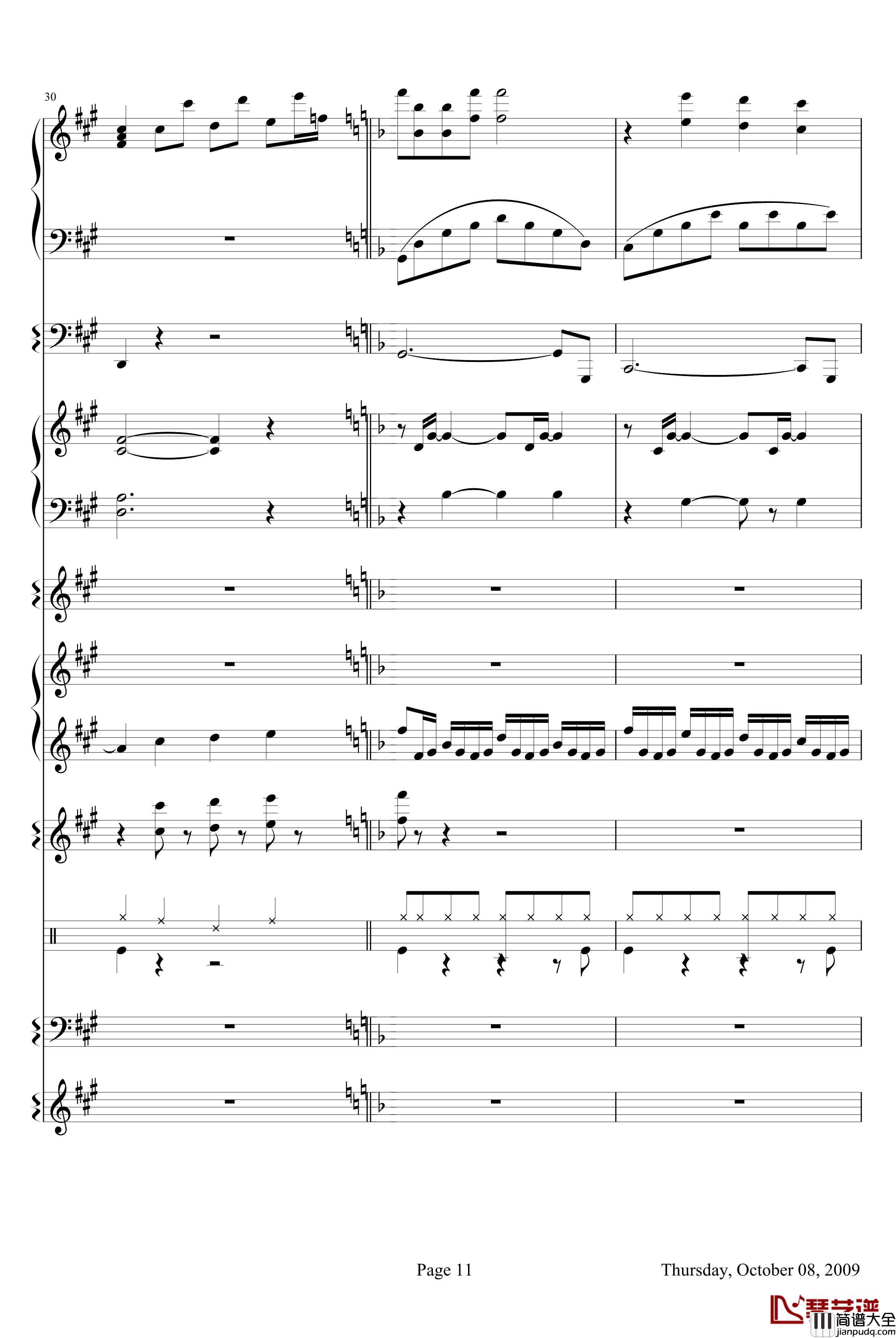 威尼斯无名士钢琴谱_欧美经典_克莱德曼